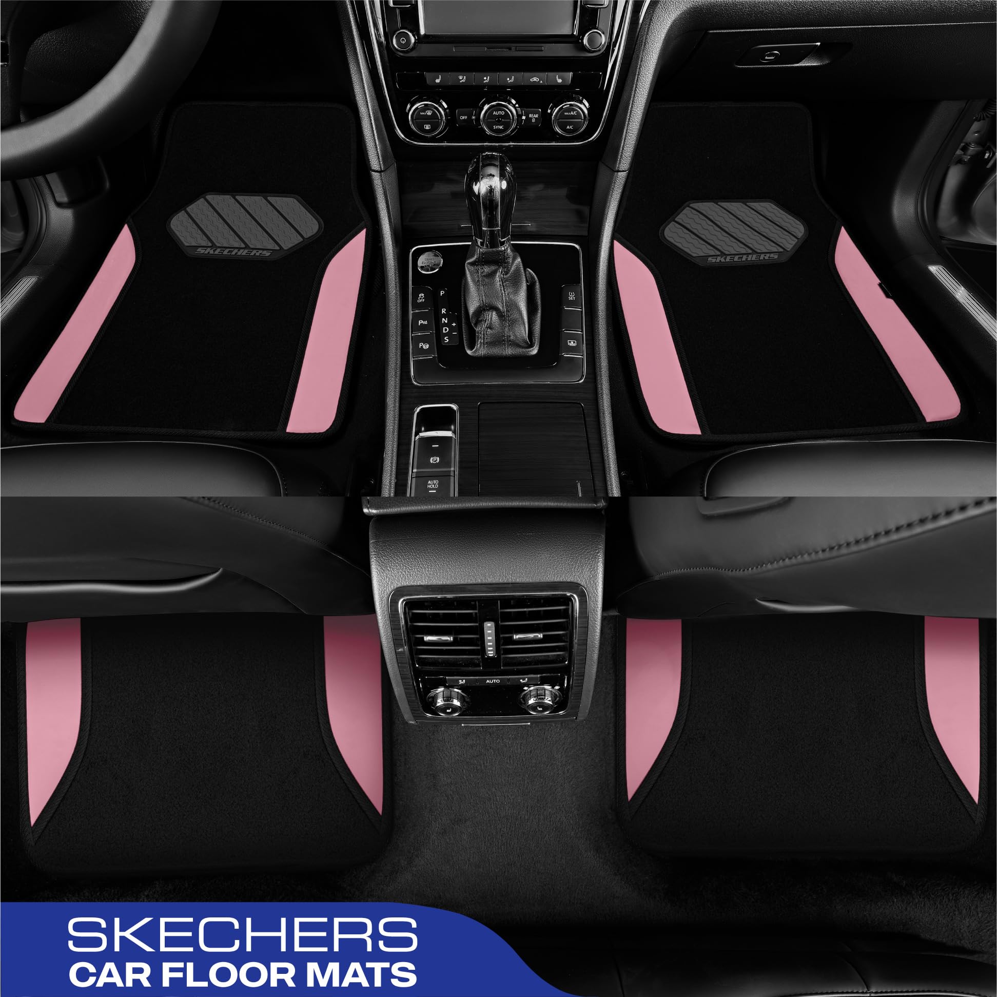 Skechers Car Floor Mats,Waterproof Universal Fit Faux Leather Car Mats,Floor Mats for Cars with Anti-Slip Heel Pad,Fit for SUVs,