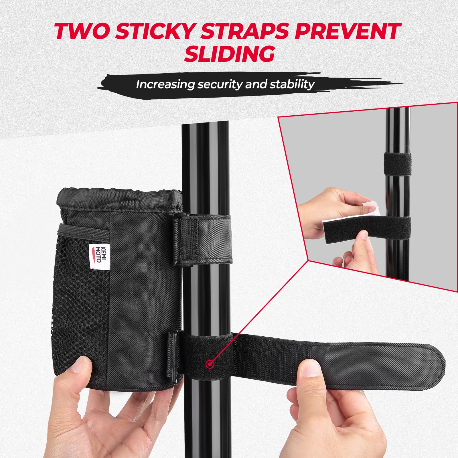 Kemimoto Utv Roll Bar Drink Cup Holder With Mesh Pocket Adjustable Water Bottle Holder Universal Compatible With 1.5'' To 2'' Ro