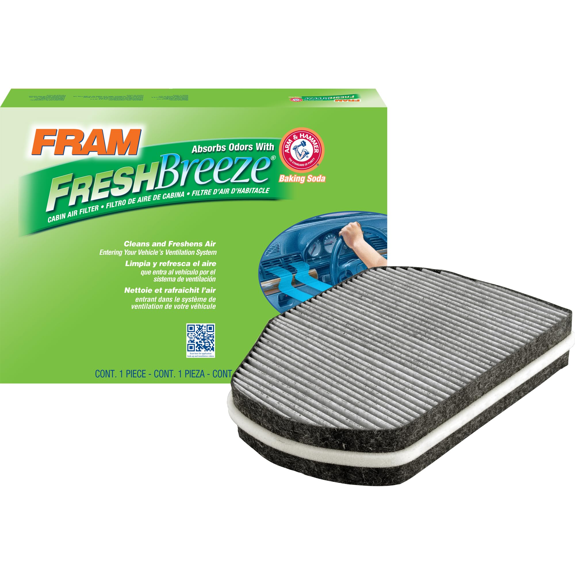 Fram Fresh Breeze Cabin Air Filter With Arm & Hammer Baking Soda, Cf8770A For Select Mercedes-Benz Vehicles , White