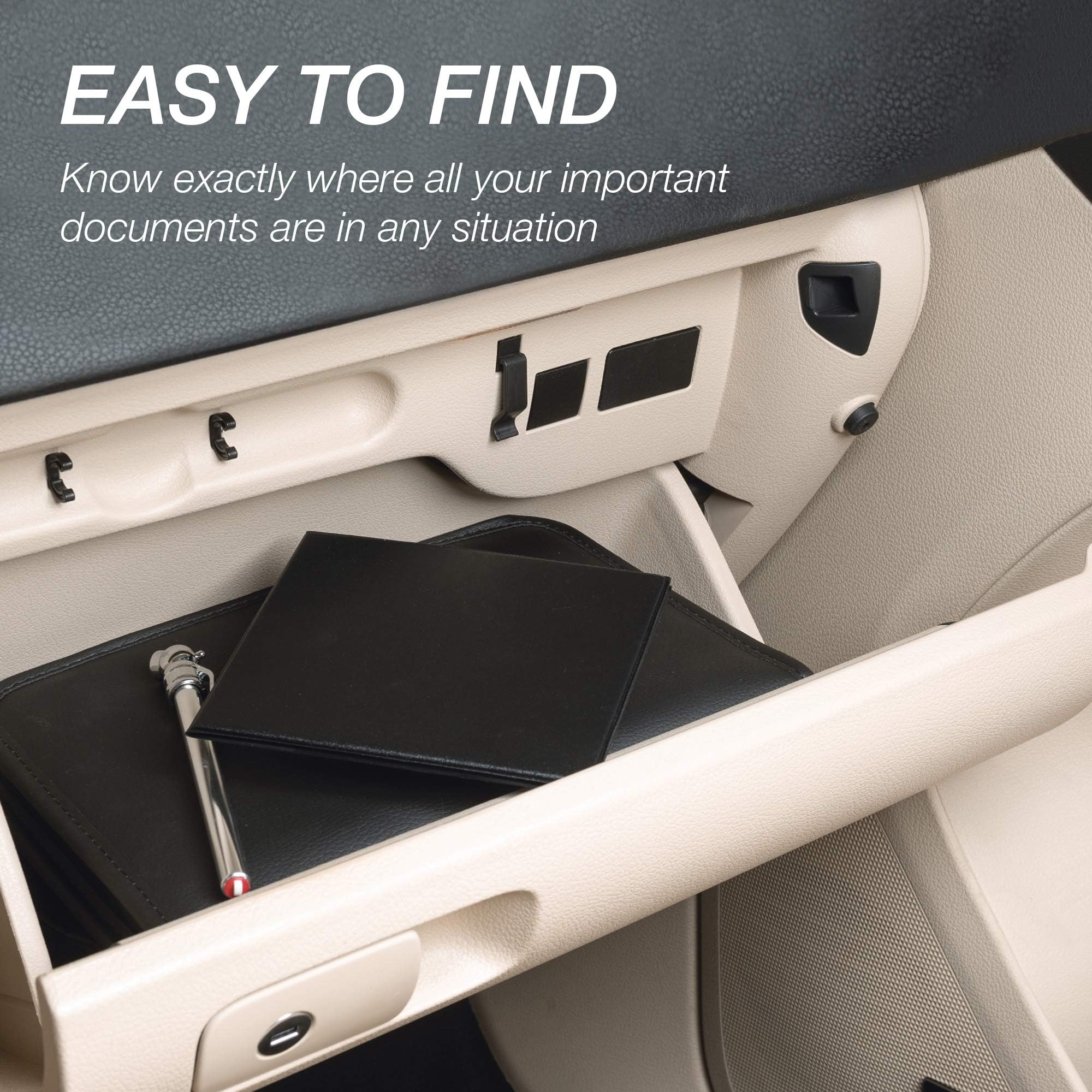 Samsill 2 Pack Car Registration and Insurance Holder, 5.25'' x 4.75'' Black Glove Box Organizer, Perfect for Multiple Vehicles