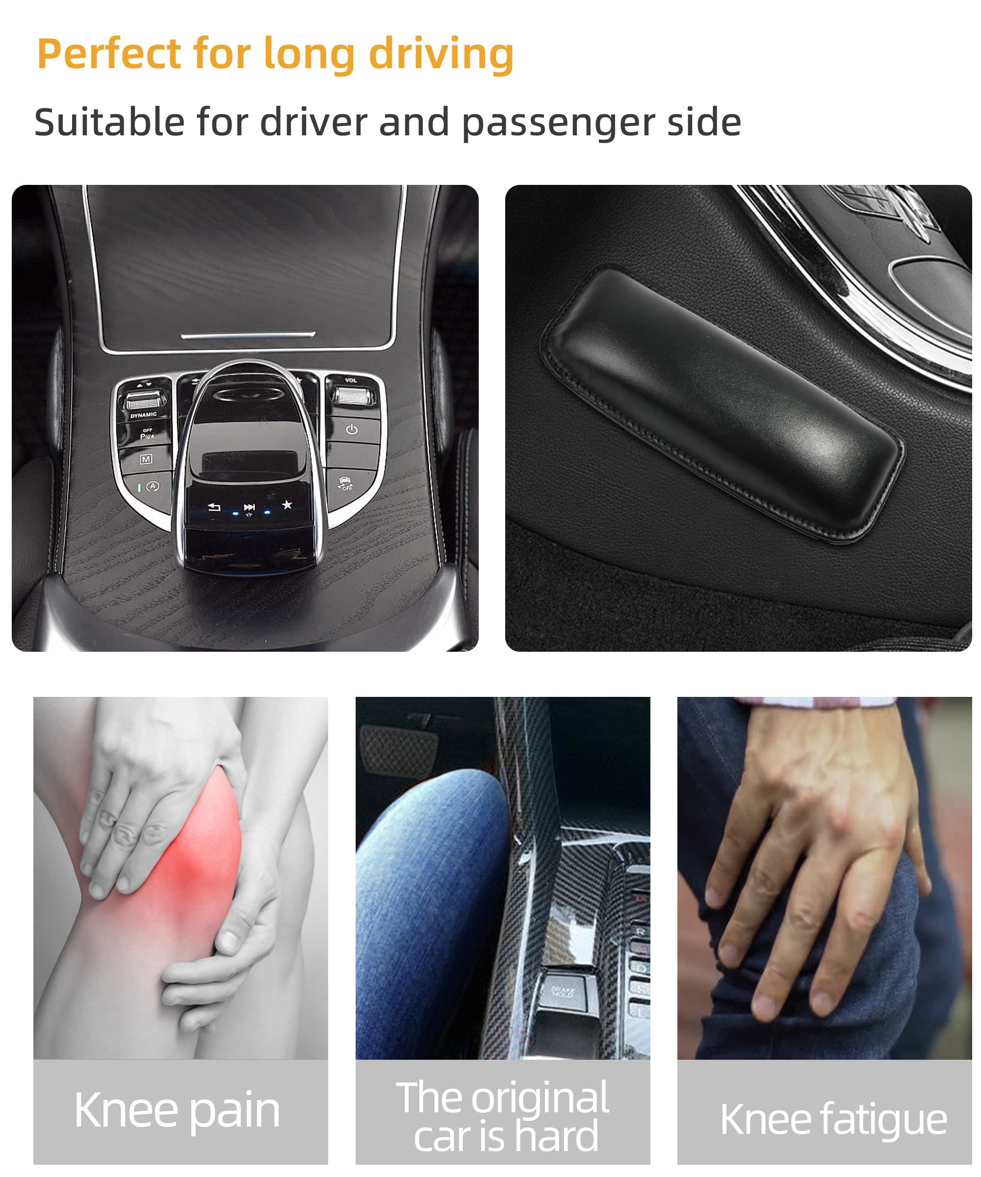 Yakefly 2 Pack Soft Car Center Console Knee Leg Elbow Cushion Pad,Universal Leather Car Armrest Pillow Car Knee Cushion Elbow Pillow Thigh Support Comfort Pillow,Automotive Interior Accessories