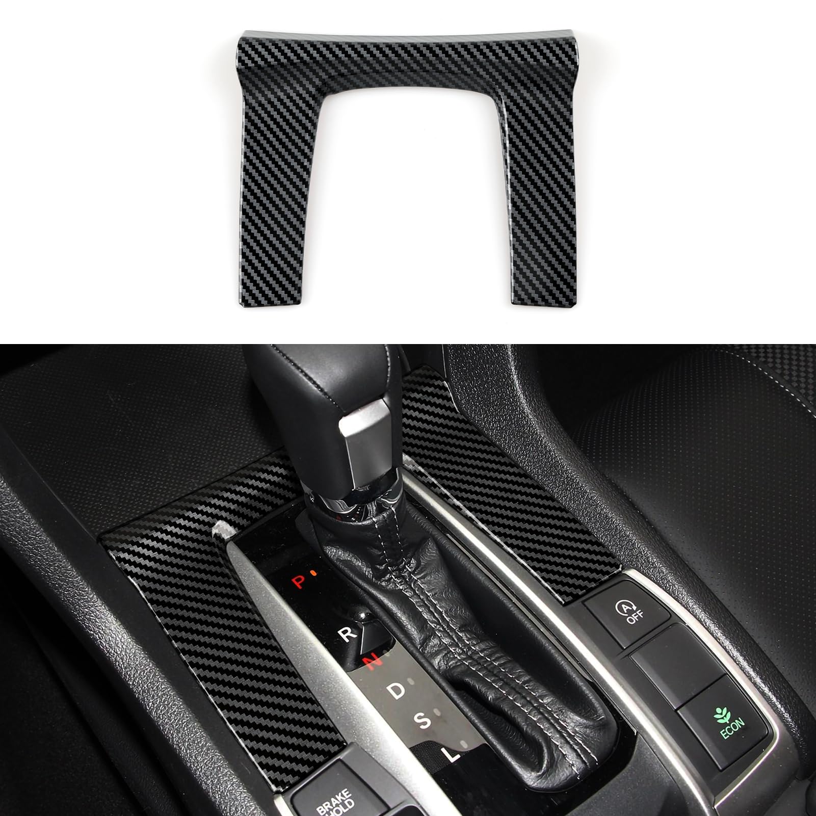 BRMYL Car Gear Shift Panel Decals for 2016 2017 2018 2019 2020 2021 Honda Civic Accessories 10th Gen ABS Carbon Fiber Interior S