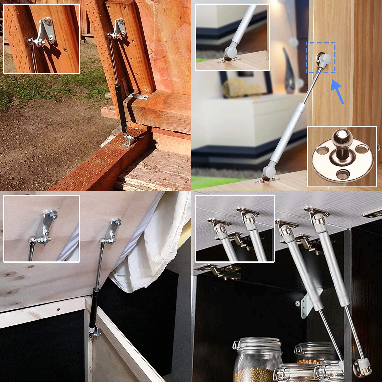 Beneges 4 Pcs 10Mm Ball Stud Mounting Brackets With Screws Universal Gas Spring Lift Support Strut Force Per Set 112.4 Lbs / 500 N