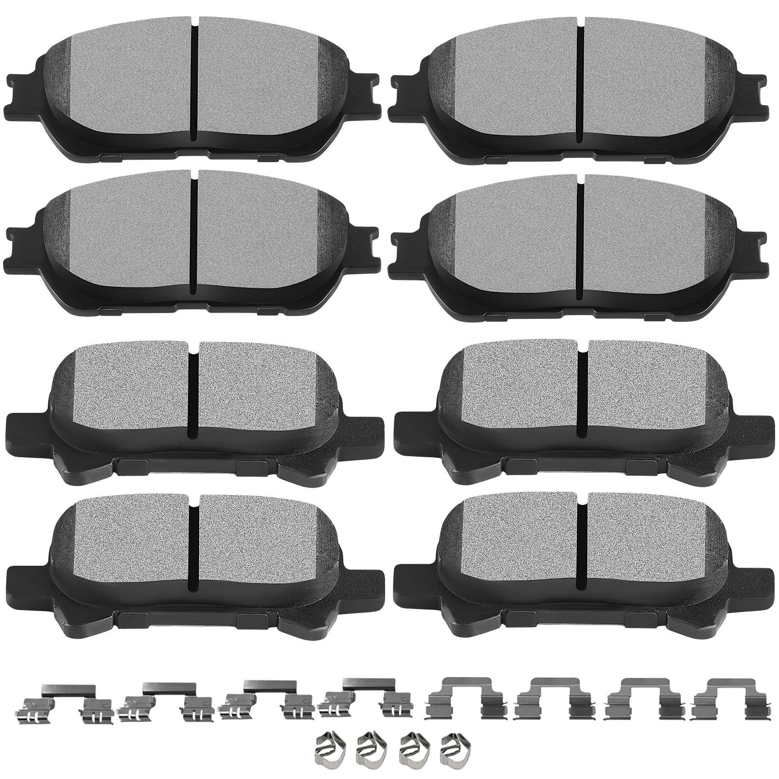 Scitoo D906 D828 Semi-Metal Brake Pads Sets - Front & Rear, Fit For Toyota Avalon 2005-2007, Camry 2005-2006, Solara 2004-2008