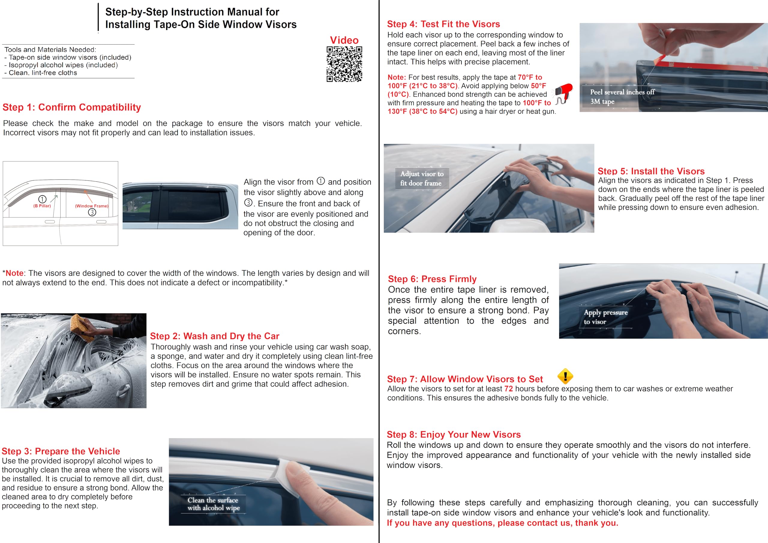 2019-2025 Tape-On Side Window Deflector Visors Compatible With Dodge Ram 1500 Crew Cab Only Smoke Tinted Rain Guards 2020 2021 2