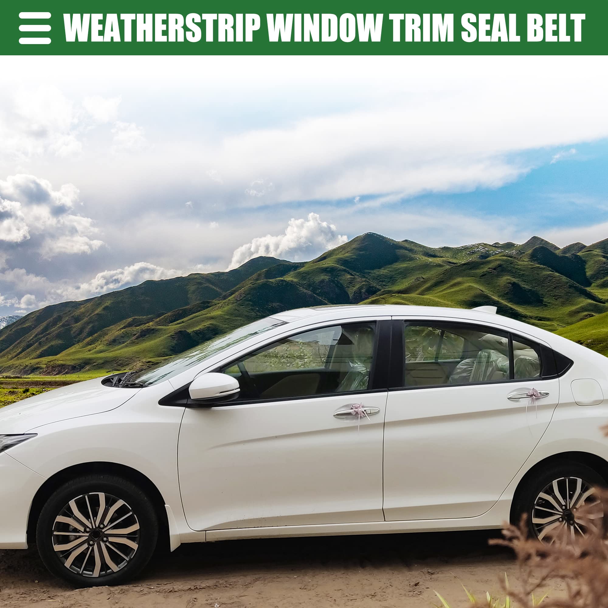 Motoforti Weatherstrip Window Trim Seal Belt Kit, Car Outside Window Seal Belt, For Honda Civic 2012-2015, Abs, 72450Tr0A01, Black, 1 Set, Front Rear Left Driver Right Passenger Side