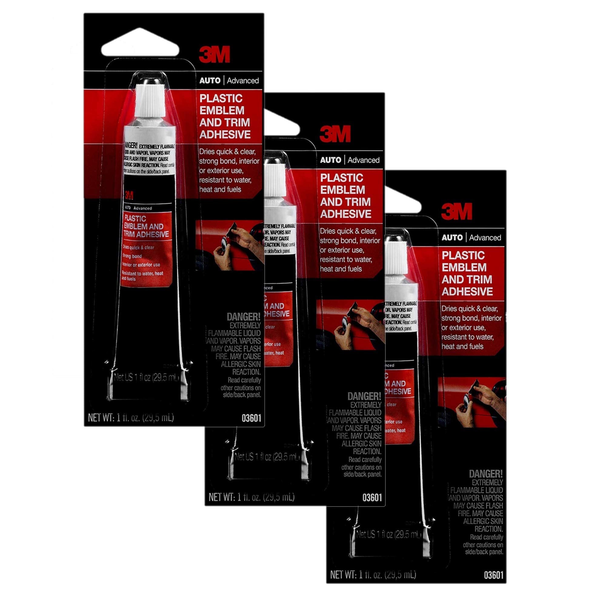 3M 03601 Plastic Emblem And Trim Adhesive - 3 Pack
