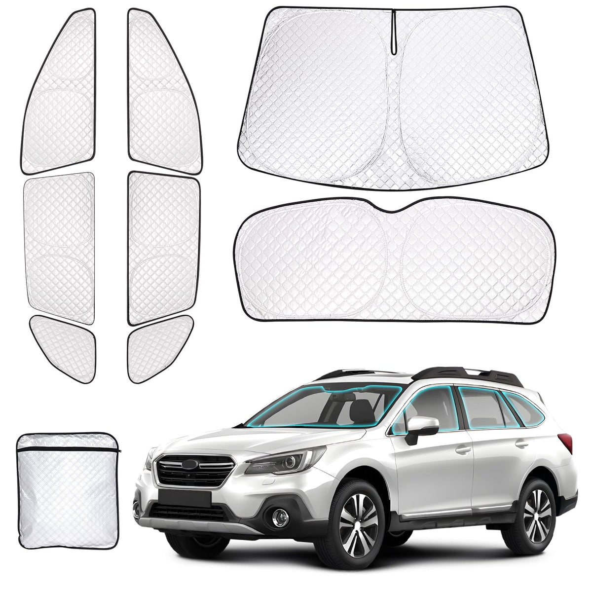 ZATOTOO Car Window Shades for 2020-2024 Outback Sun Shade for Side Window Front & Rear Windshield and Triangular Window Shade Pr