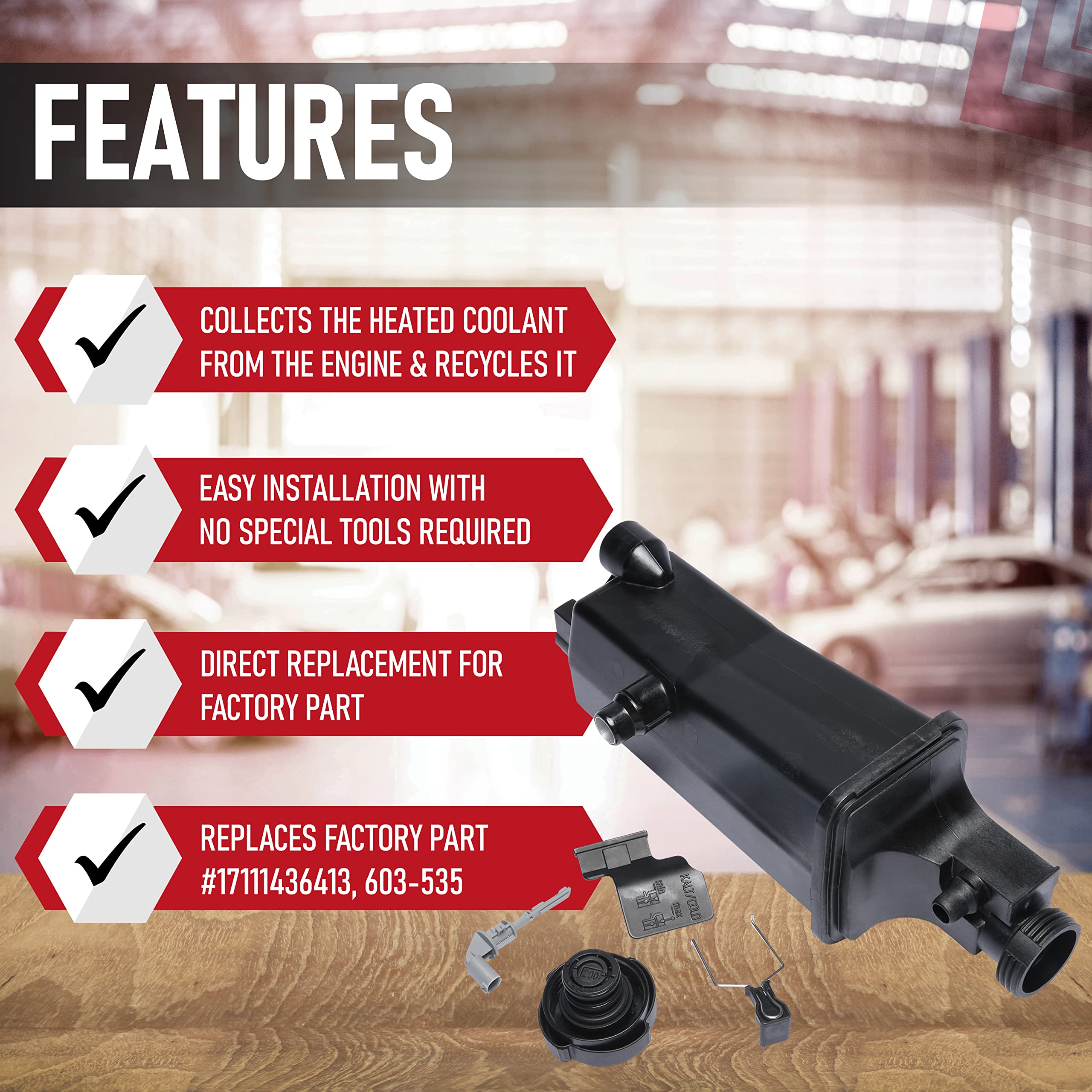 Replacement Radiator Coolant Tank With Cap And Sensor - Compatible With Bmw Vehicles - 320I, 323Ci, 323I, 325Ci, 328Ic, 330Ci, X