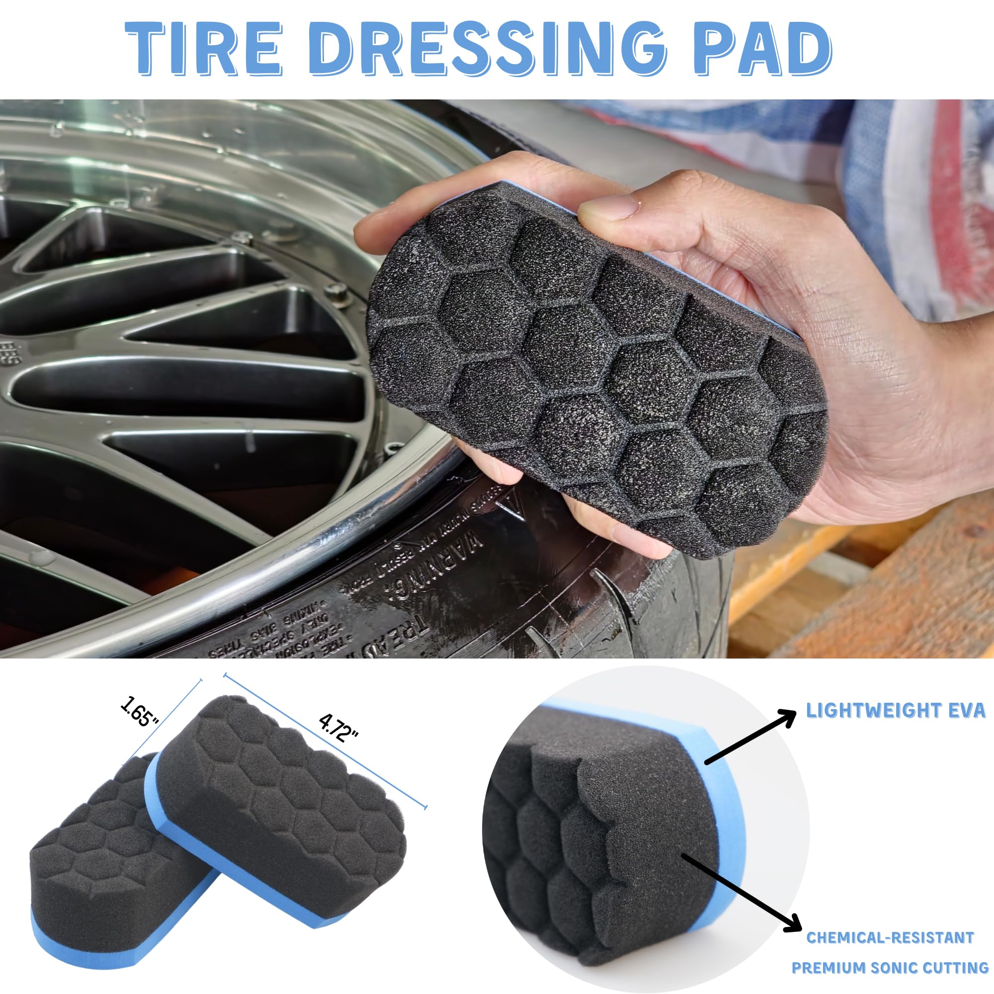 Oesee 7Pcs Car Wheel Rims Detail Cleaning Pro Wash Kit, Wheel Wash Mitt, Tire Brush, 2Pcs Soft Woolies Wheels Brush, Detailing B