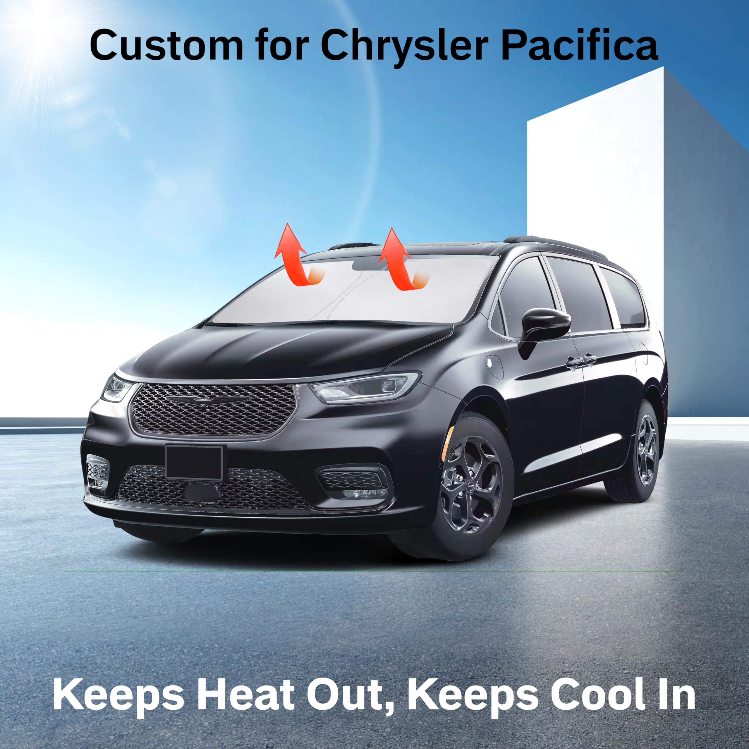 For Chrysler Pacifica2017-2024 2025 Econour Windshield Sunshade -240T Polyester Material Cars Sun Visor Reflector Blocks Uv Rays