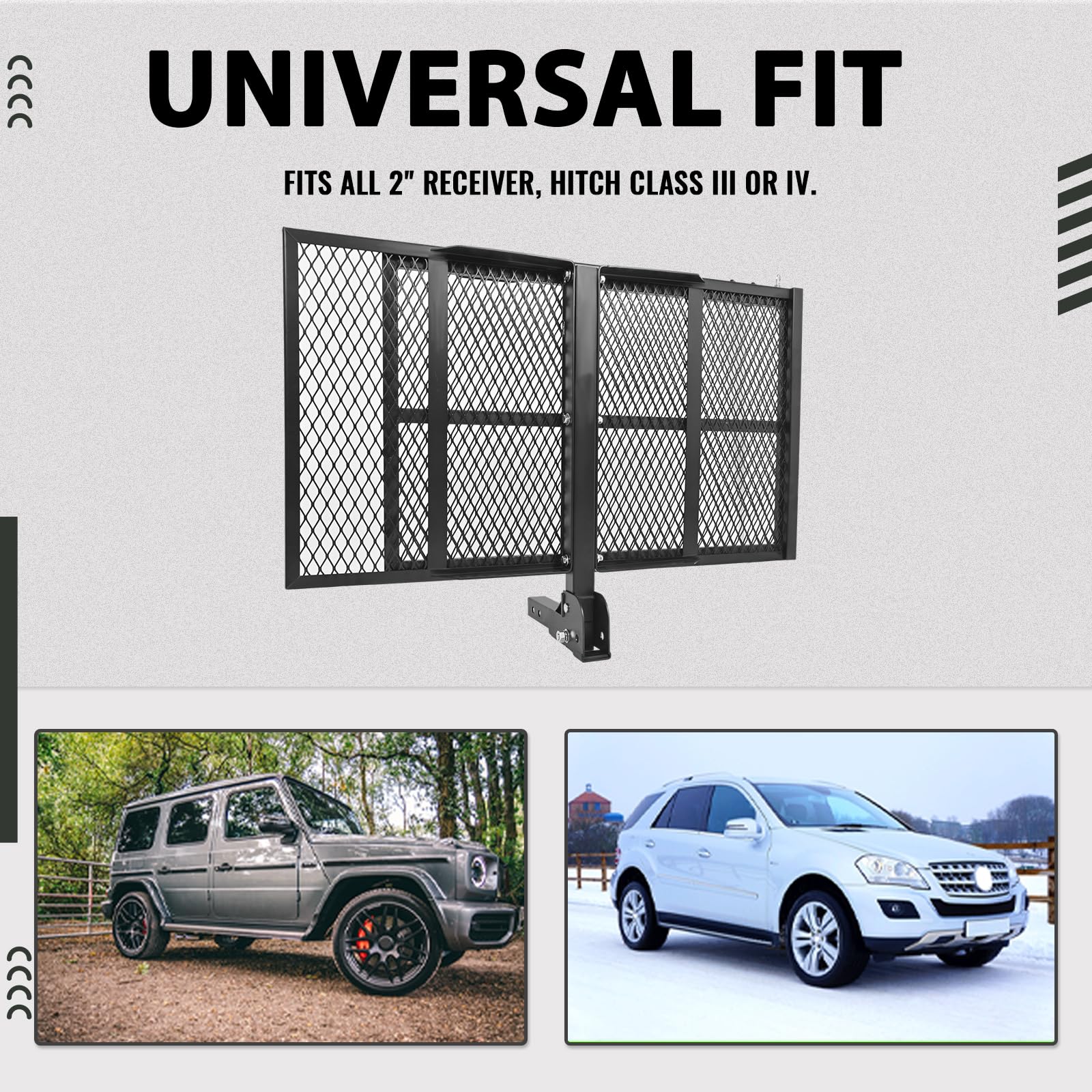 Kuafu Trailer Hitch Folding Mobility Scooter Carrier Rack Luggage Basket Lift Rack Loading Ramp Wheelchair Carrier Mount Steel