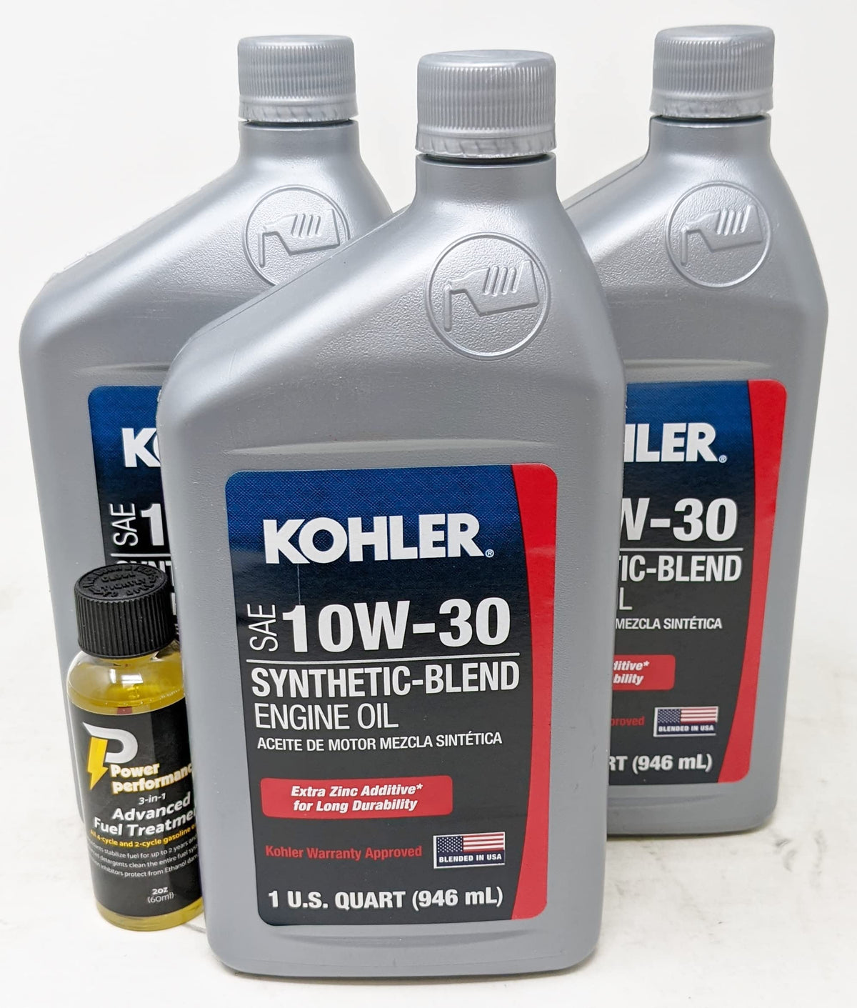 Kohler 25 357 65-S SAE 10W-30 Synthetic Blend Engine Oil (3-Quarts) and Fuel Treatment