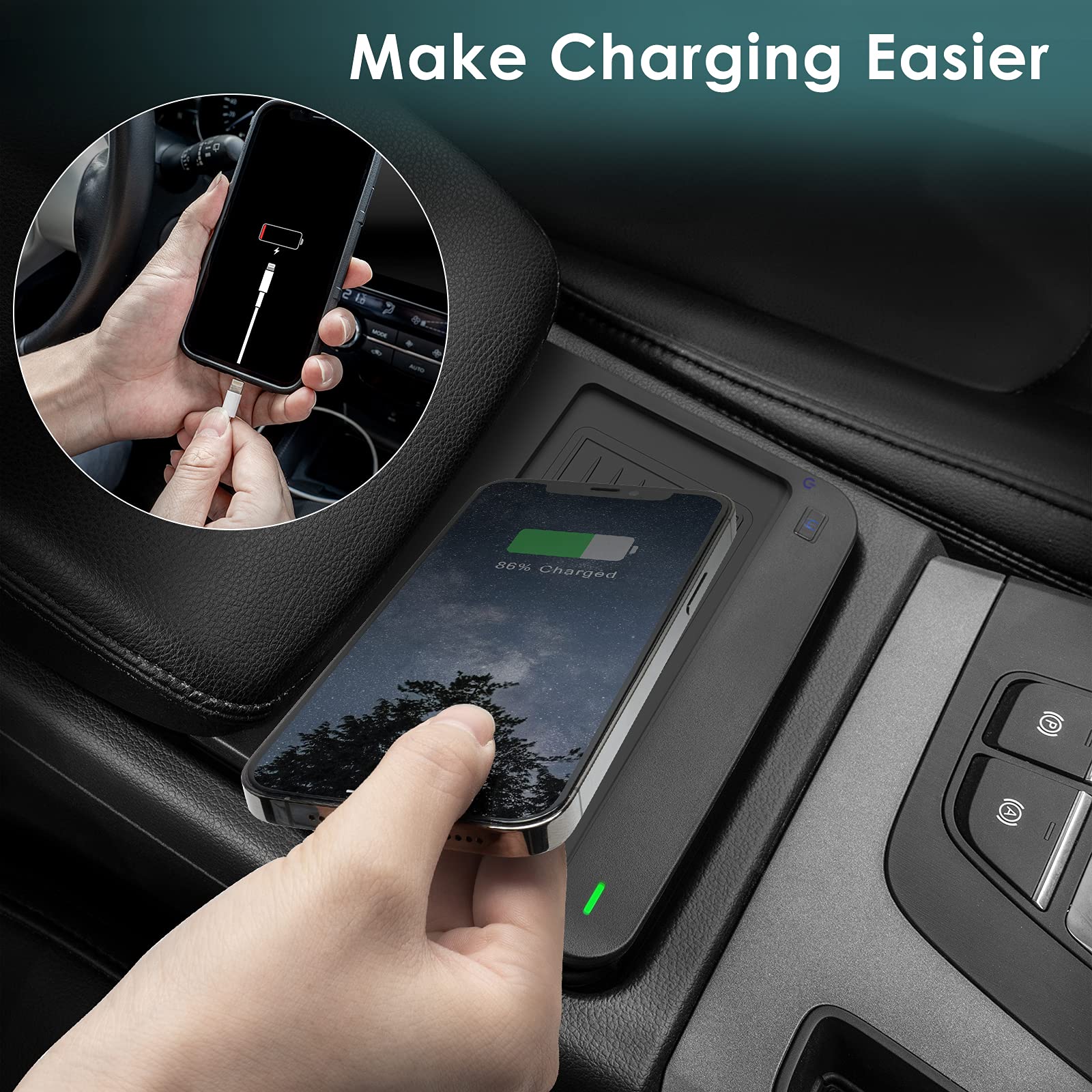 COTAZA Wireless Phone Charger for Audi Q5/SQ5 2018-2024, Silicone Charging Pad for Center Console, Model SS003000125-MC