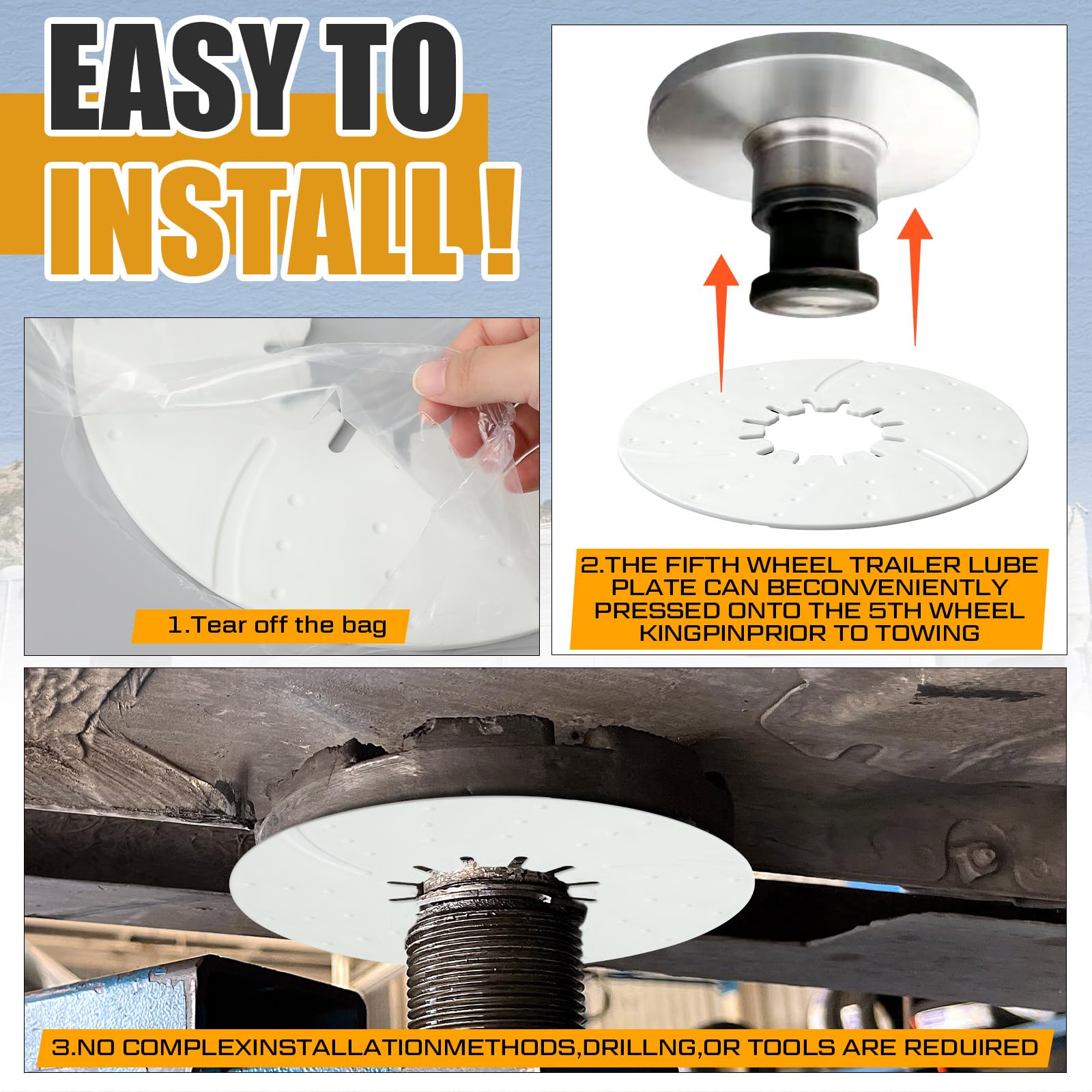 Threlaco 2 Pack 5Th Wheel Hitch Lube Plate 10 Inch Rv Camper Trailer Fifth Wheel Plate Disc Accessories For Trailer Safety Kit,