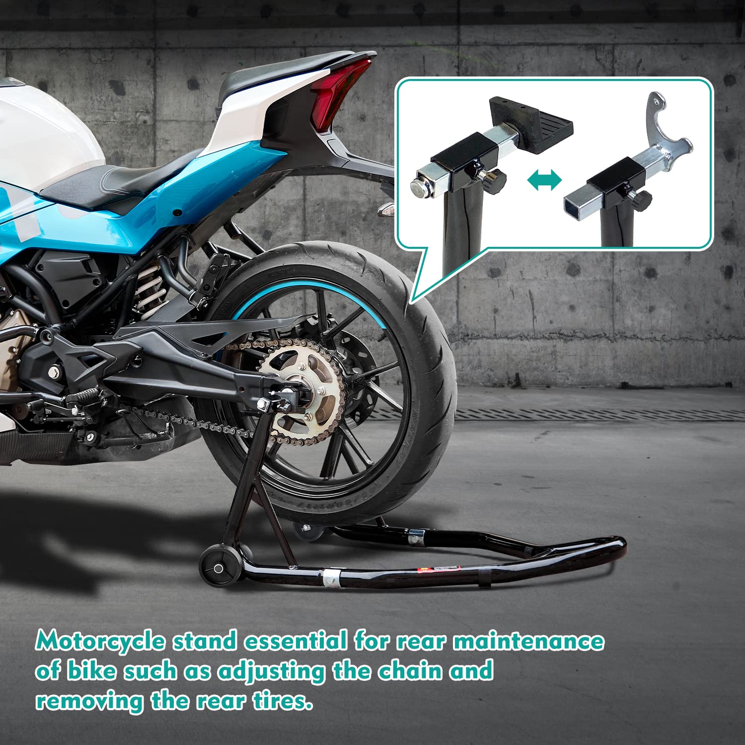 Donext Motorcycle Stand 850Lb Sport Bike Rear Wheel Lift Swingarm Paddock Stands Black, U+L