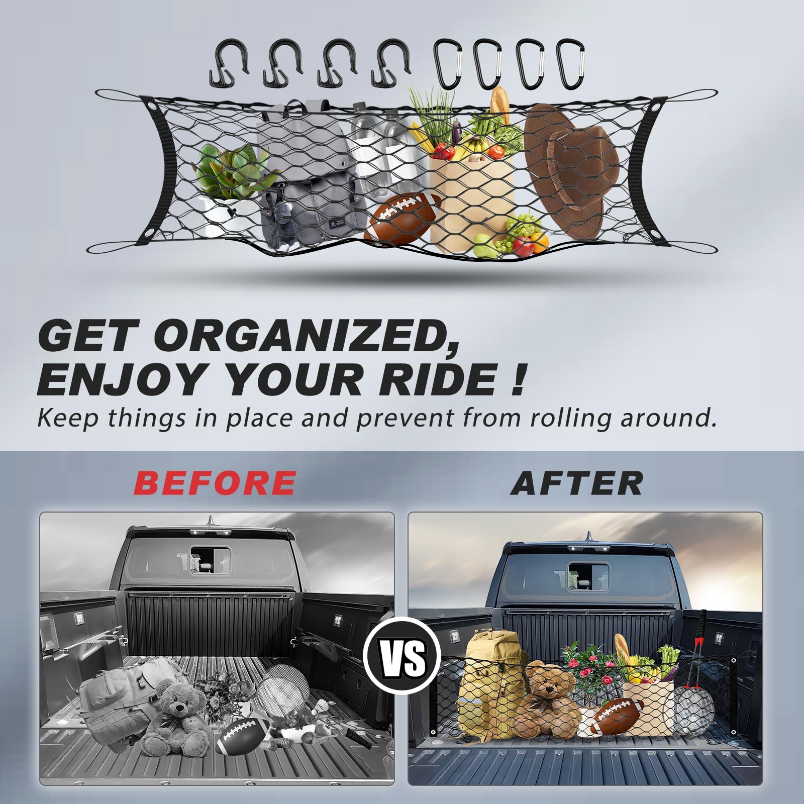 Karltys For Rivian R1T R1S Envelope Style Truck Bed Cargo Net 2022-2024 2025, Highly Elastic Pickup Truck Bed Cargo Net For Rivi