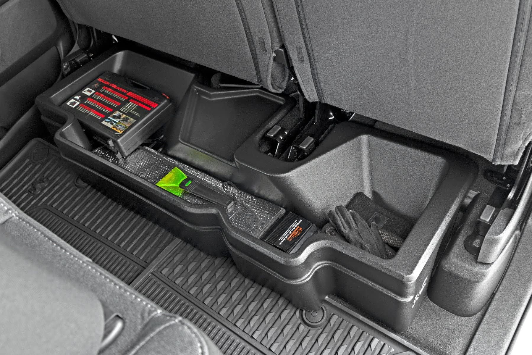 Rough Country Under Seat Storage for Ram 1500 Crew Cab (2019-2026) - Heavy-Duty Thermoplastic, Anti-Skid, Custom-Fit Rear Seat O