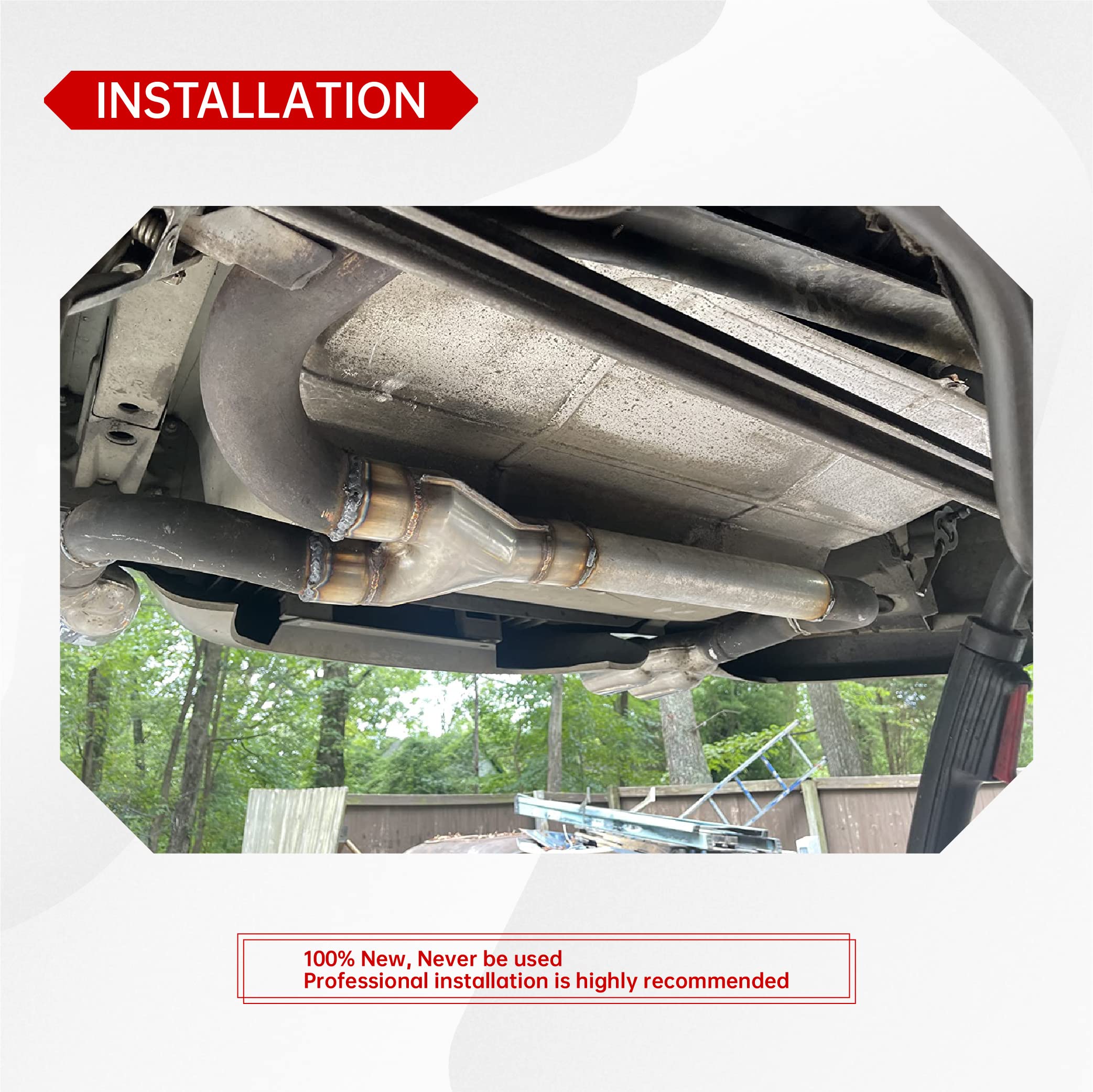 Fgjqefg T409 Stainless Steel Y Pipe 3'' Inch Id Single To 2.5'' Inch Id Dual Stamped Exhaust Adapter Connector, Overall Length: Approx. 10, Universal