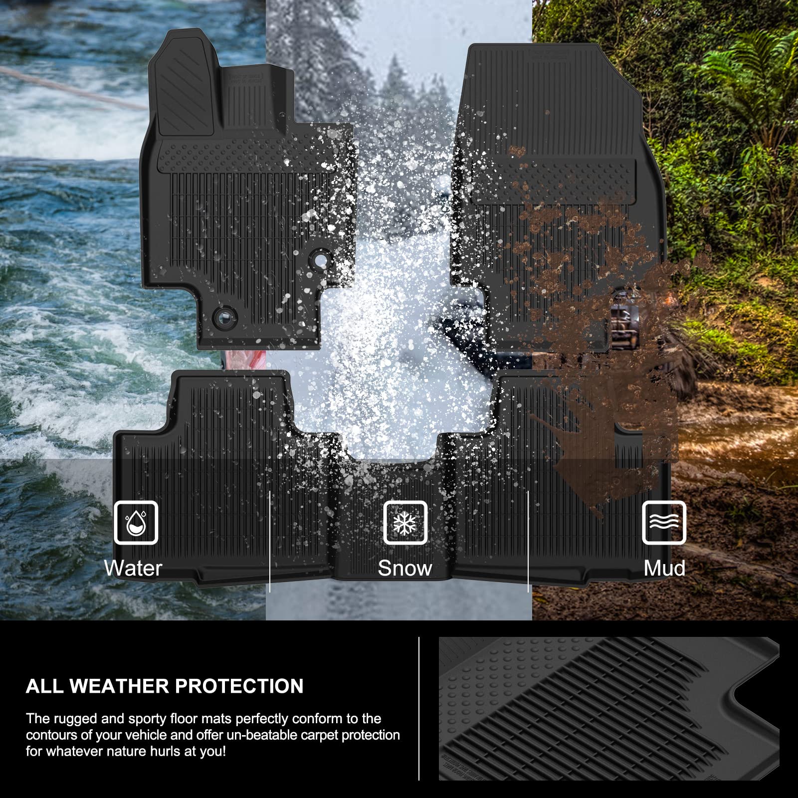 Kiwi Master Floor Mats For 2020-2025 Toyota Highlander Oem Replacement Pt908-48200-20 All Weather Mat Custom Fit Liners Front Re