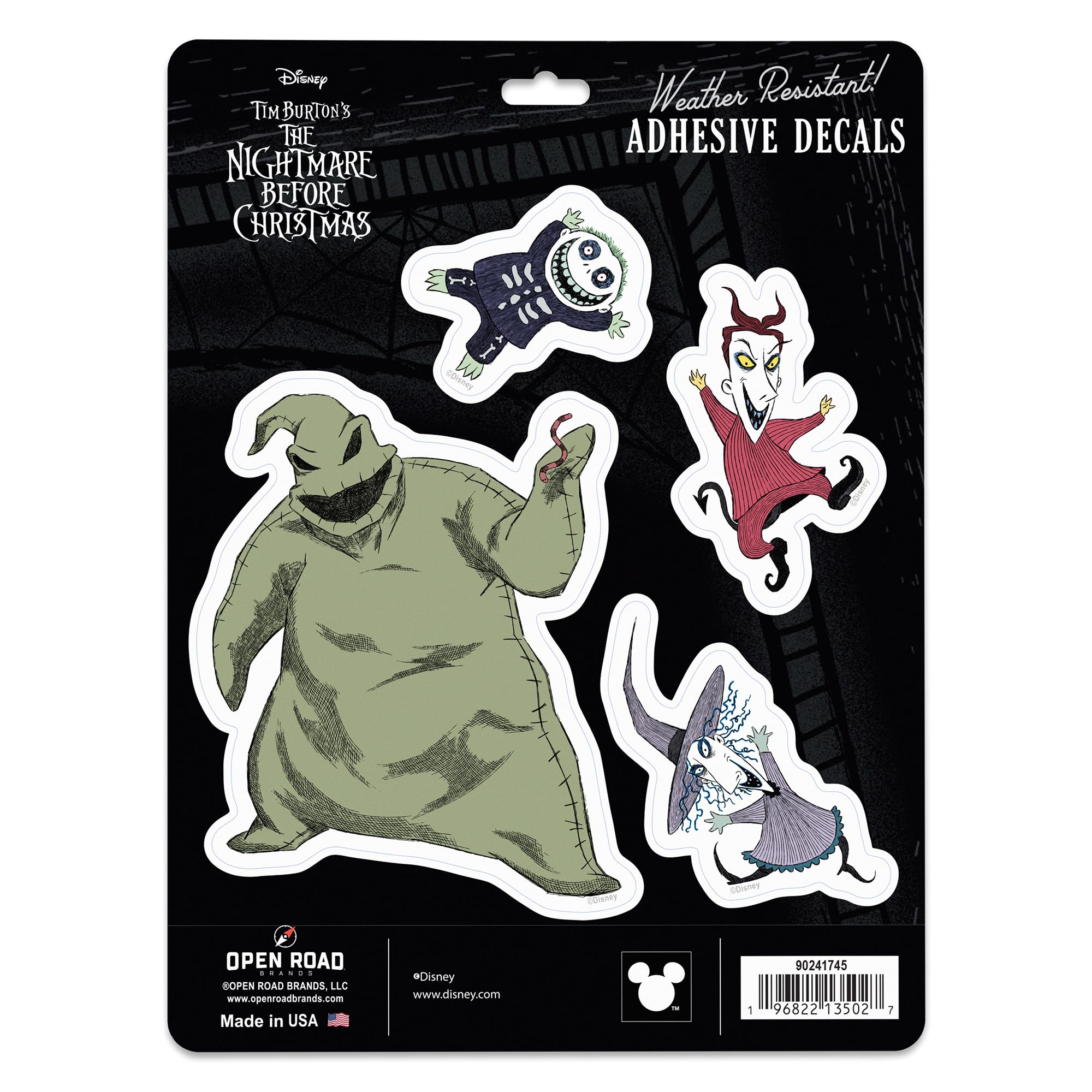 Disney The Nightmare Before Christmas Character Adhesive Vinyl Decals - Fun NBC Stickers for Car or Truck, 1 Pack (4 Count)