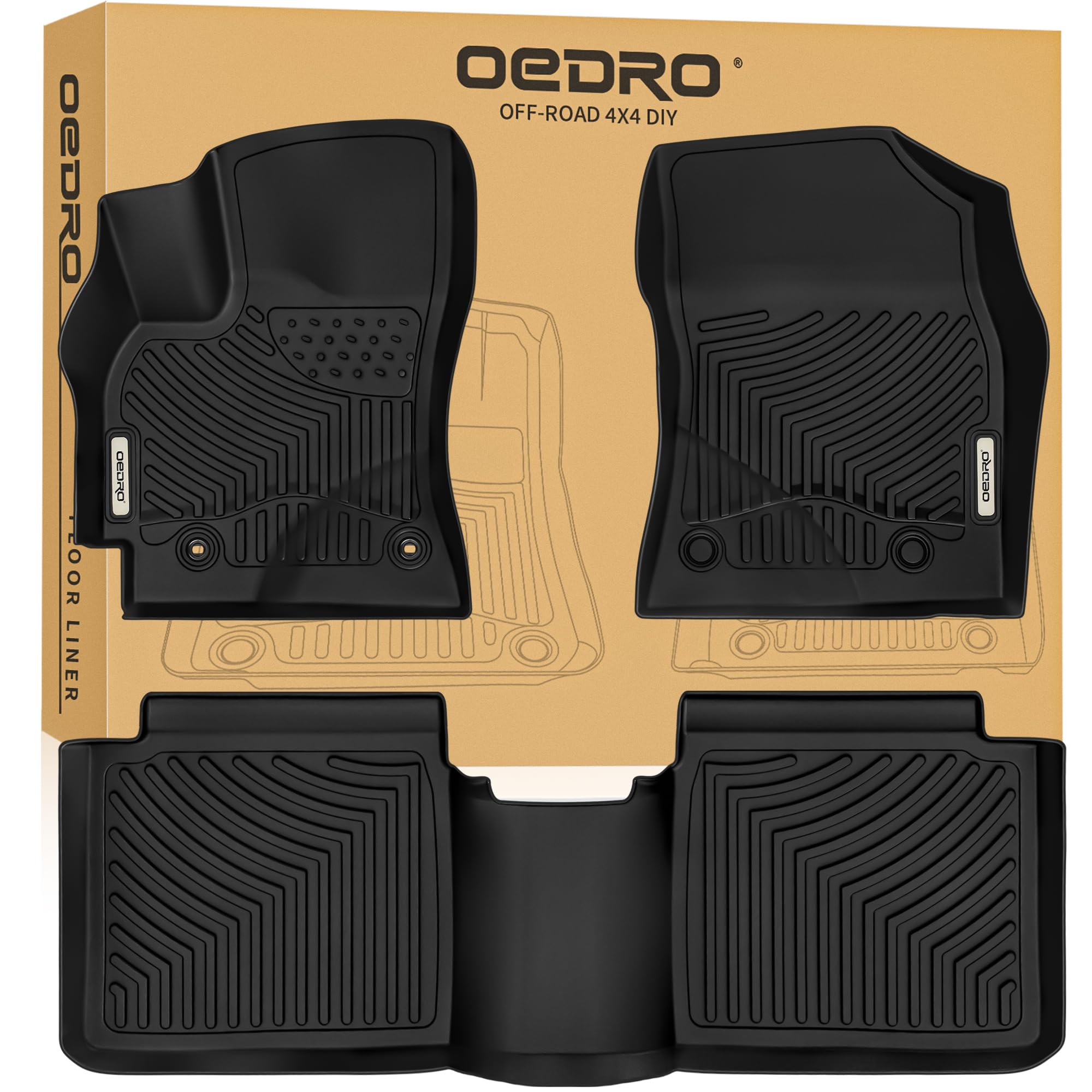 Oedro Floor Mats Fit For 2014-2019 Toyota Corolla With Automatic Transmission, Custom Fit All Weather Protection Car Mats Front