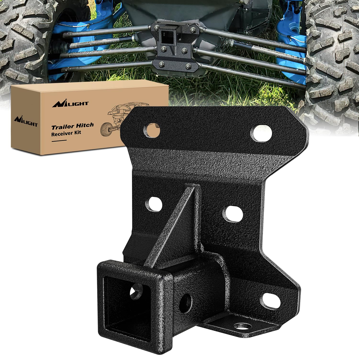 Nilight 2 Inch Rear Bumper Tow Trailer Hitch Receiver Kit Compatible For 2017+ Can Am Maverick X3/2017+ Can Am Maverick Turbo/Ma
