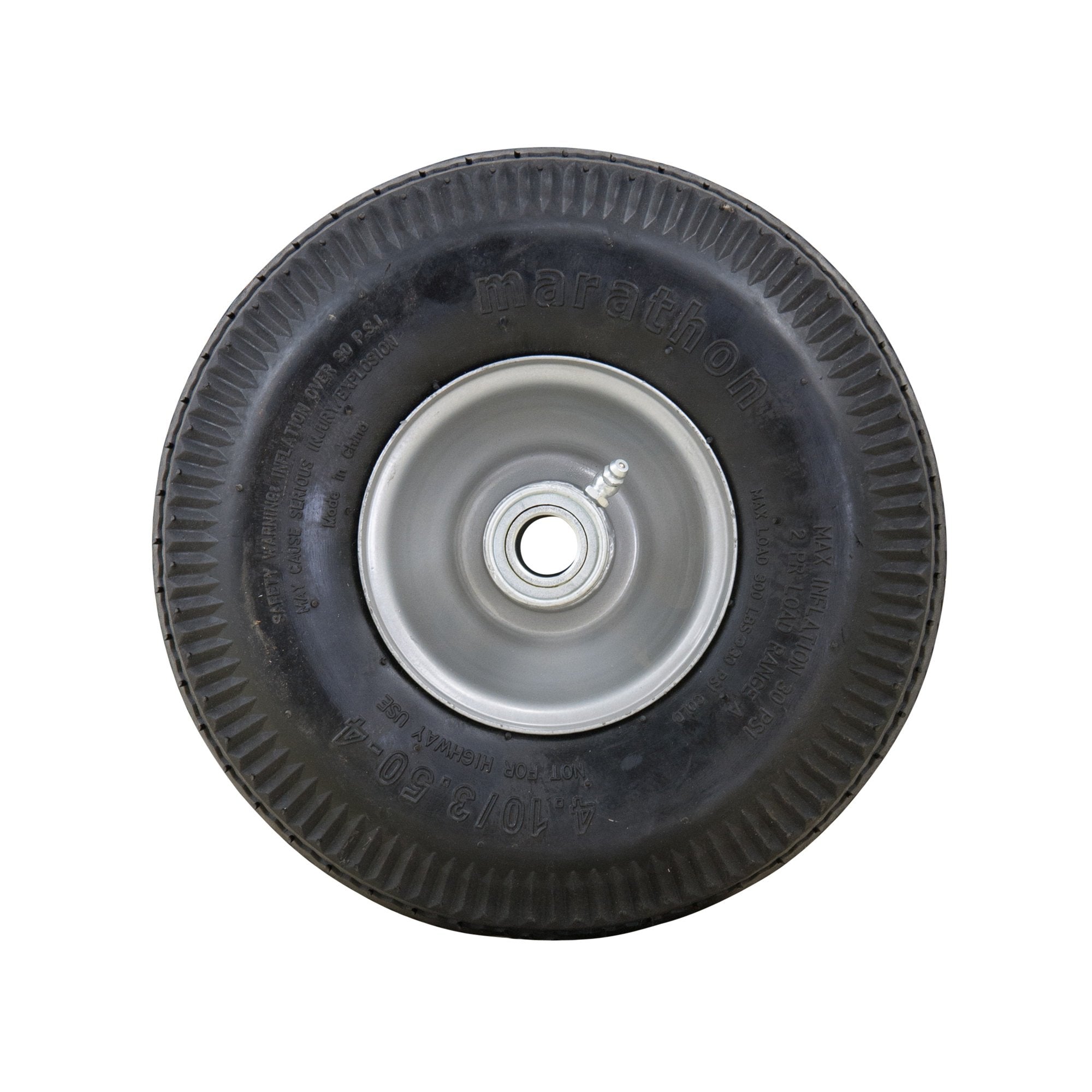 Marathon 4.10/3.50-4&quot; Pneumatic (Air Filled) Hand Truck / All Purpose Utility Tire on Wheel, 2.25&quot; Offset Hub, 5/8&quot; Bearings