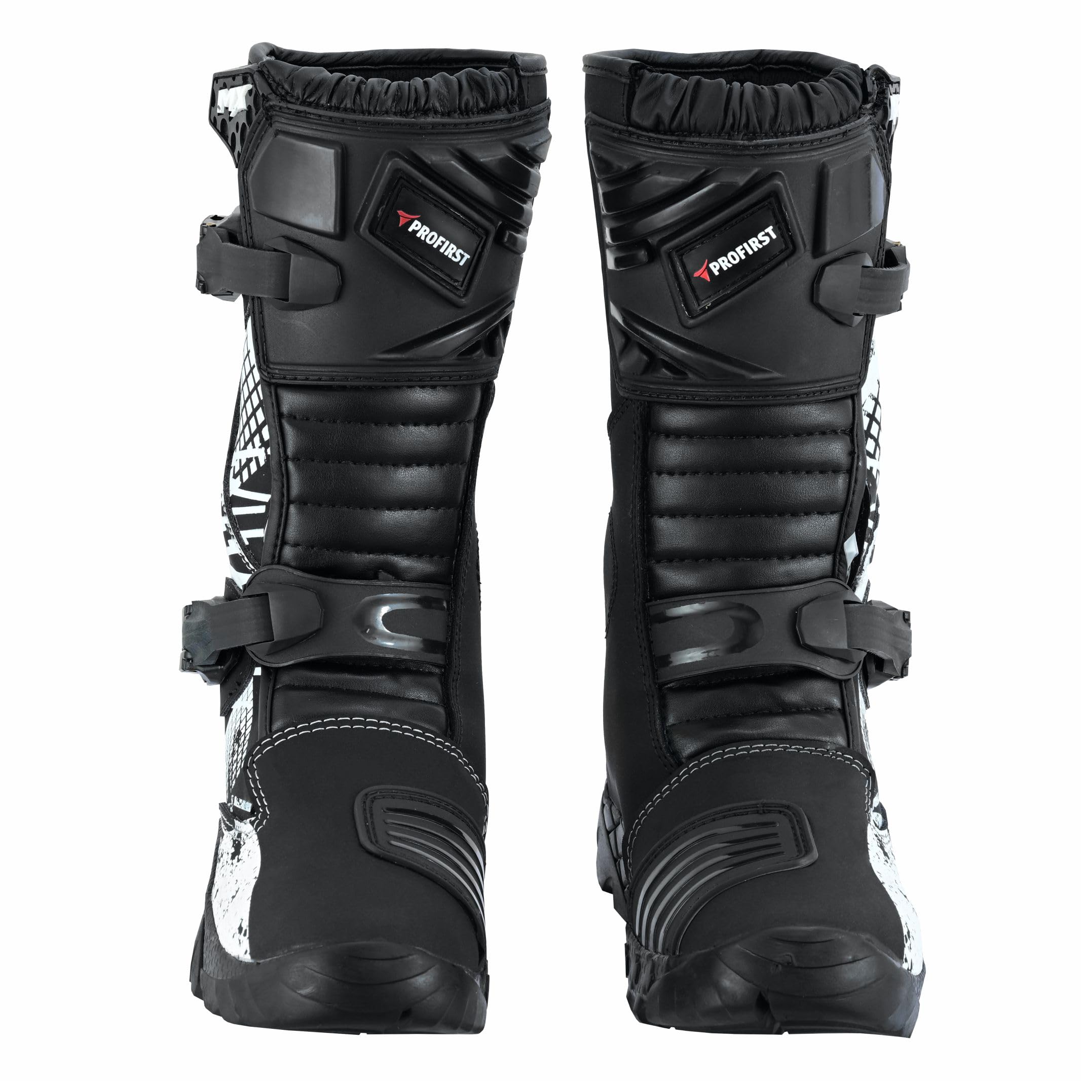 PROFIRST Motorcycle kids boots Motorbike Waterproof shoes Motorcross Dirt Blike Riding Biker Boots for kids (White, USA5)