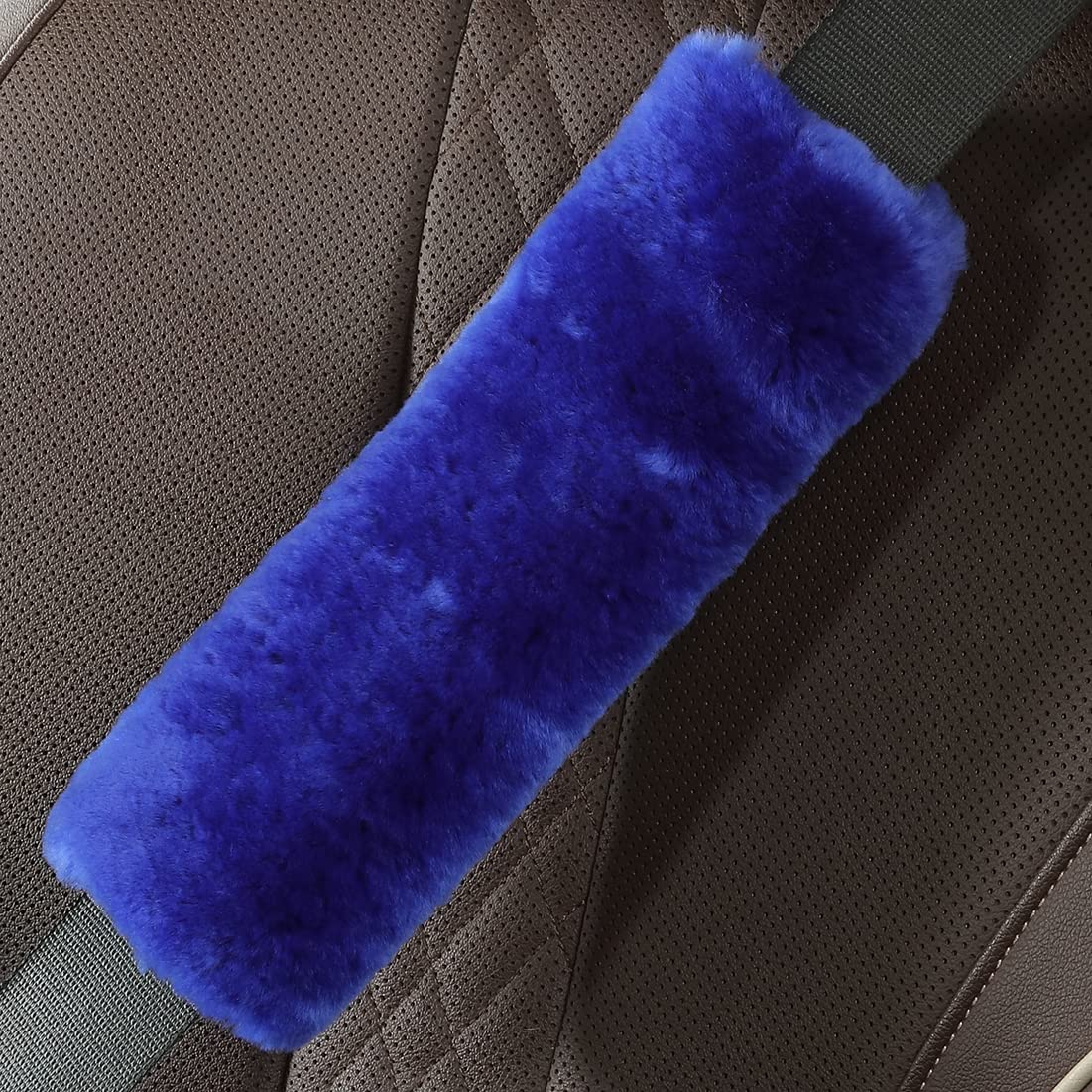 Ogland Genuine Sheepskin Soft Fuzzy Car Seat Belt Pad Cushion,2 Pack Fluffy Seat Belt Cover For Shoulder Pad Neck Cushion Protec