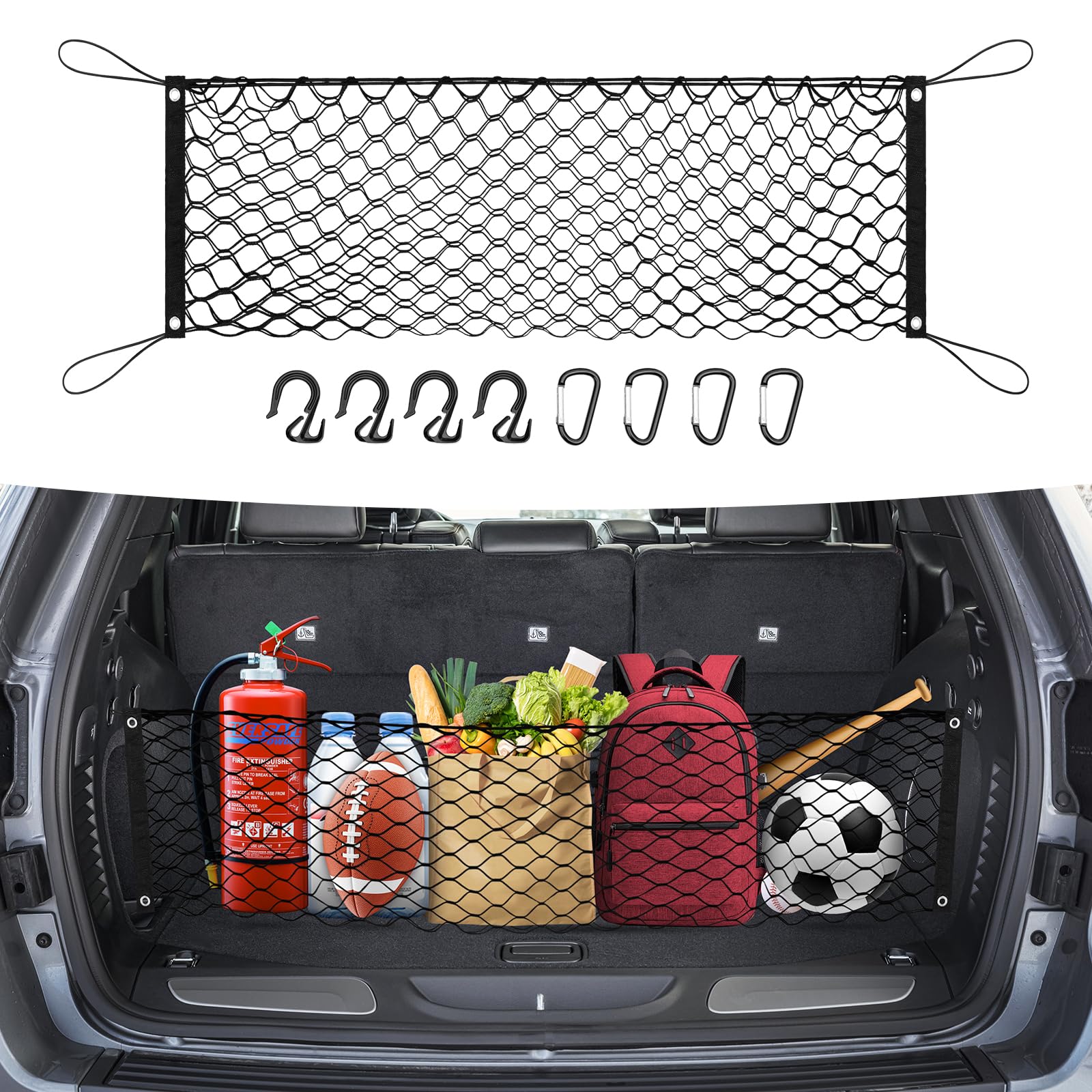 Canvcle Trunk Cargo Net for 2011-2021 Jeep Grand Cherokee Accessories Envelope Style Mesh Trunk Net Organizer and Storage Stretc
