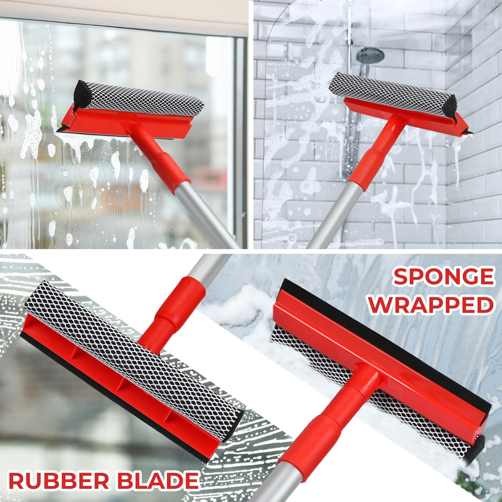 MAVRIZ Windshield Cleaner Tool 2 in 1 Car Window Squeegee with Extendable Handle (18-28.5) Window Cleaner with Squeegee and