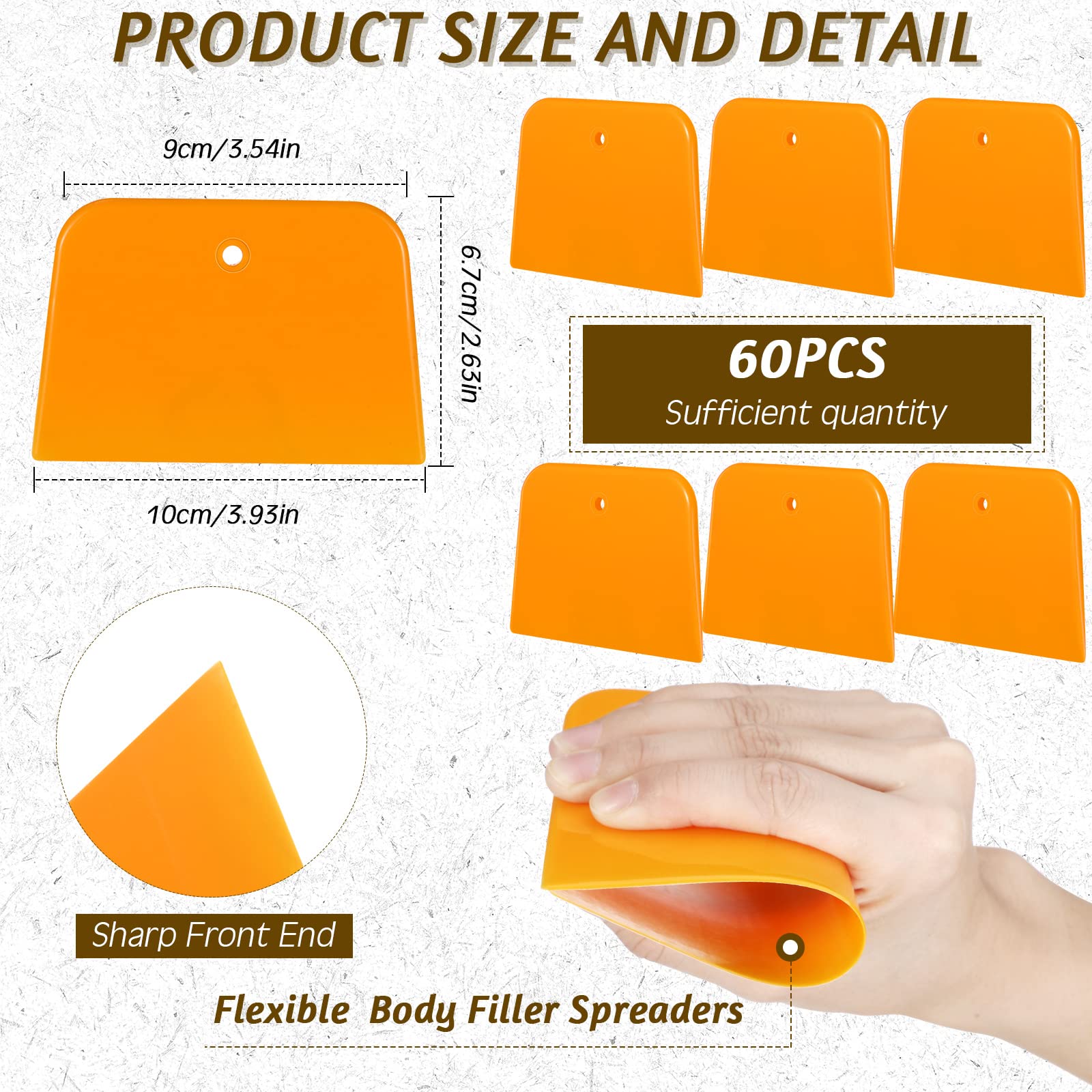 Frienda Body Filler Spreaders Plastic Tools For Automotive Applying Putties Glazes Caulks And Paint(60 Pcs,3.5 X 2.6 X 3.9 In)