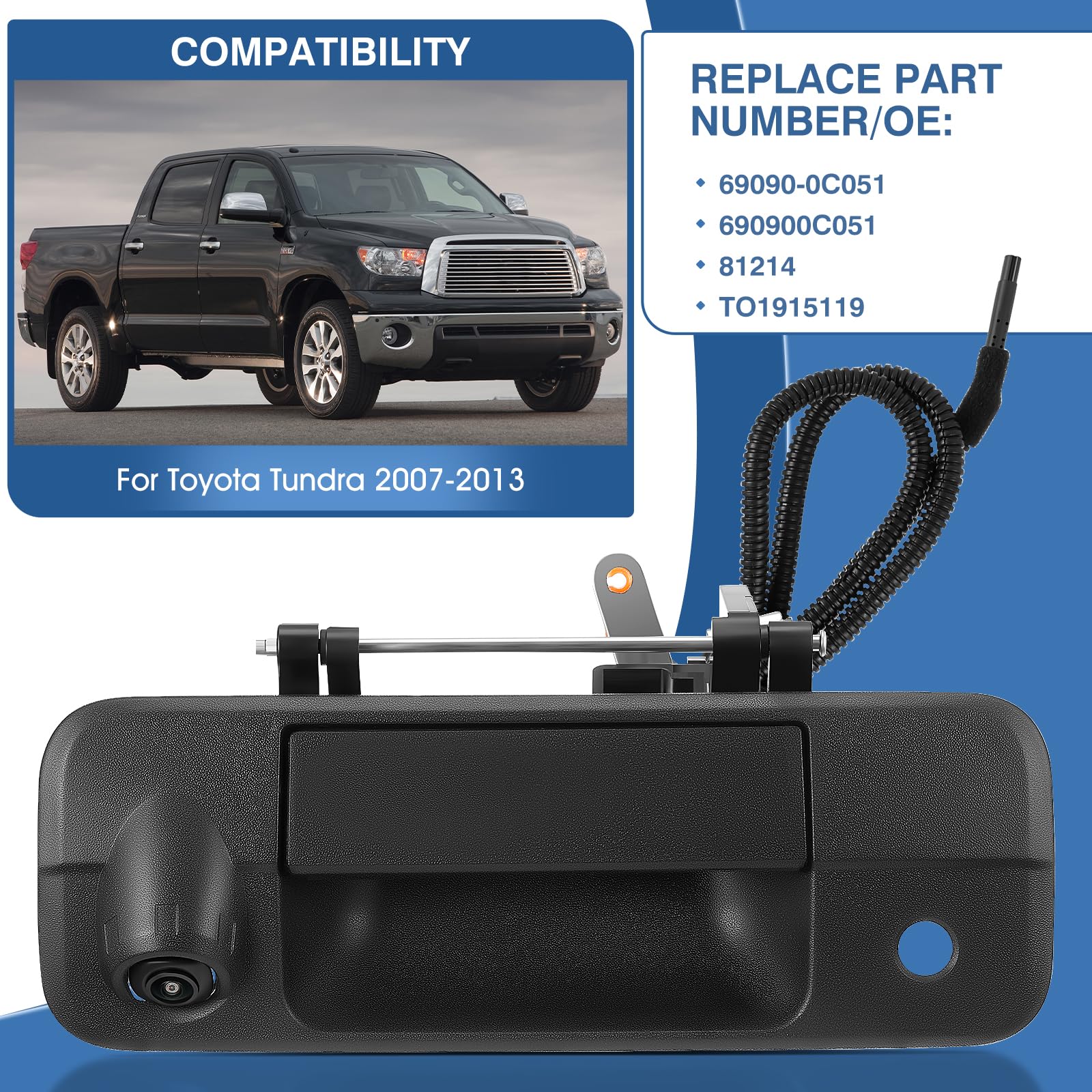 Acauto Tailgate Handle Backup Camera Fit For Toyota Tundra 2007-2013 Classic Tailgate Reversing Rear View Park Assist Camera Rca