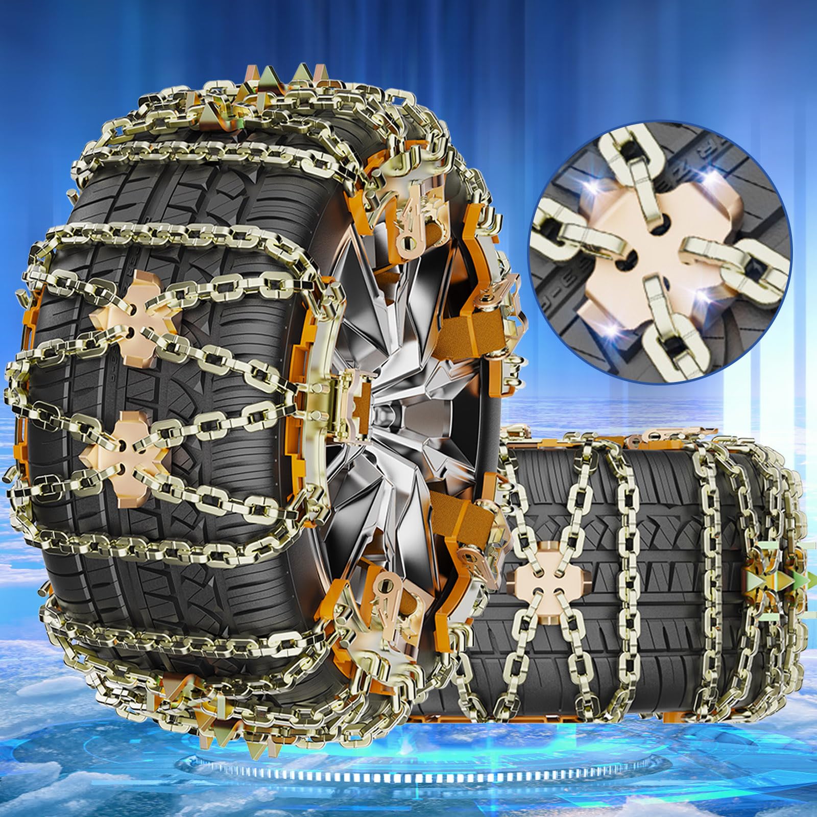 Snow Chains For Car Suv Pickup Trucks, Adjustable Portable Universal Emergency Anti Skid Snow Car Tire Chains For Tire Width 165