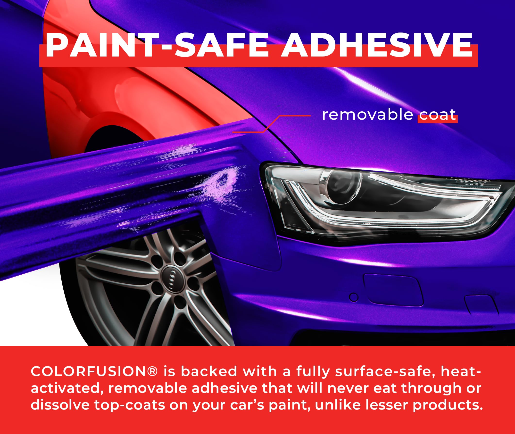 Colorfusion Ppf By Vvivid, Gloss Flip Purple Blast Dry Apply Ppf Vinyl Car Wrap Roll 1.3Ft X 5Ft