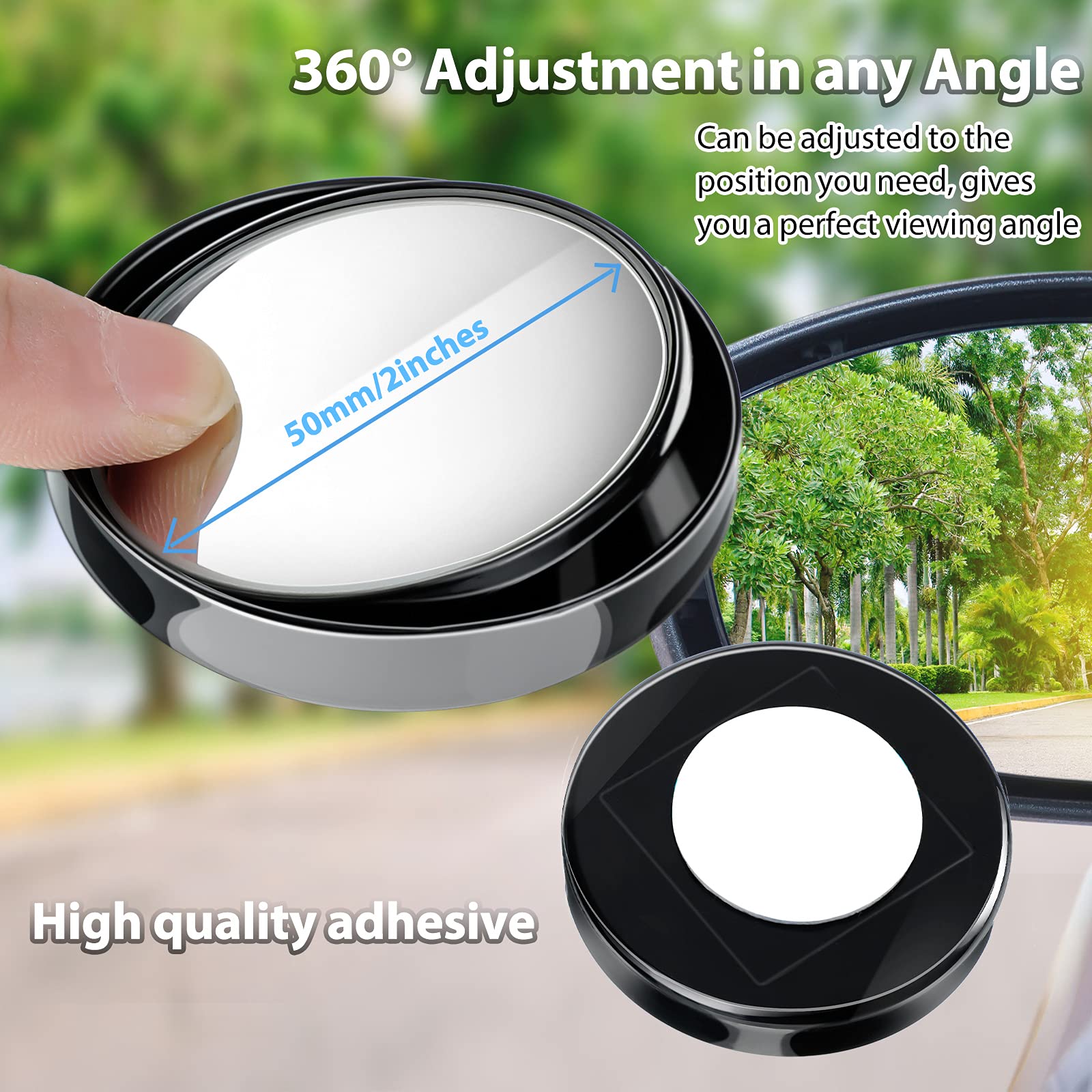 4 Pieces Blind Spot Mirrors Car Rear View Mirrors Wide View Angle Mirror Round Hd Glass Convex Mirror Adjustable With Frame For
