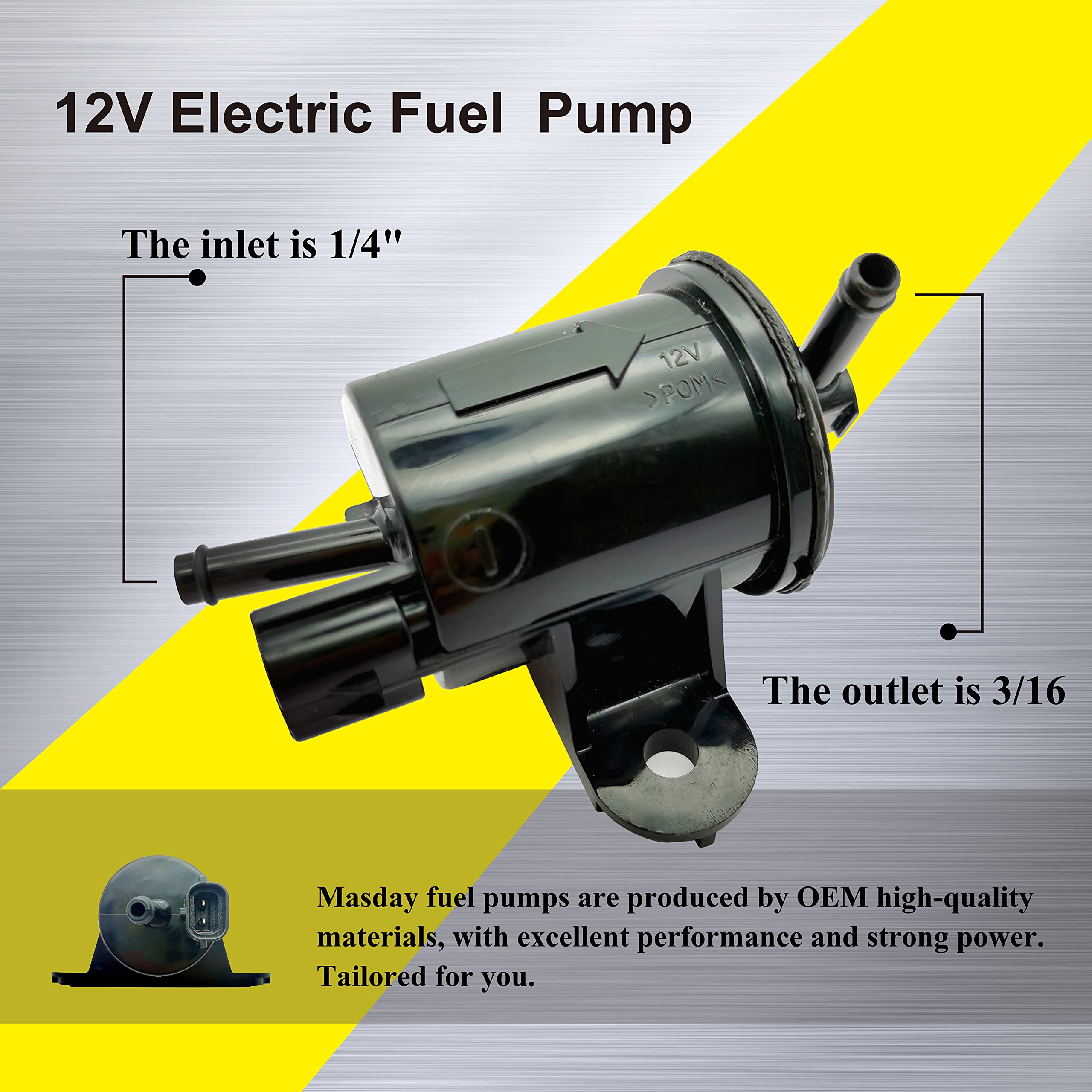 DPHXF Masday Scooter Fuel Pump for Honda Metropolitan CHF50 & Ruckus NPS50, OEM16710-GET-013, Black, Includes All Accessories