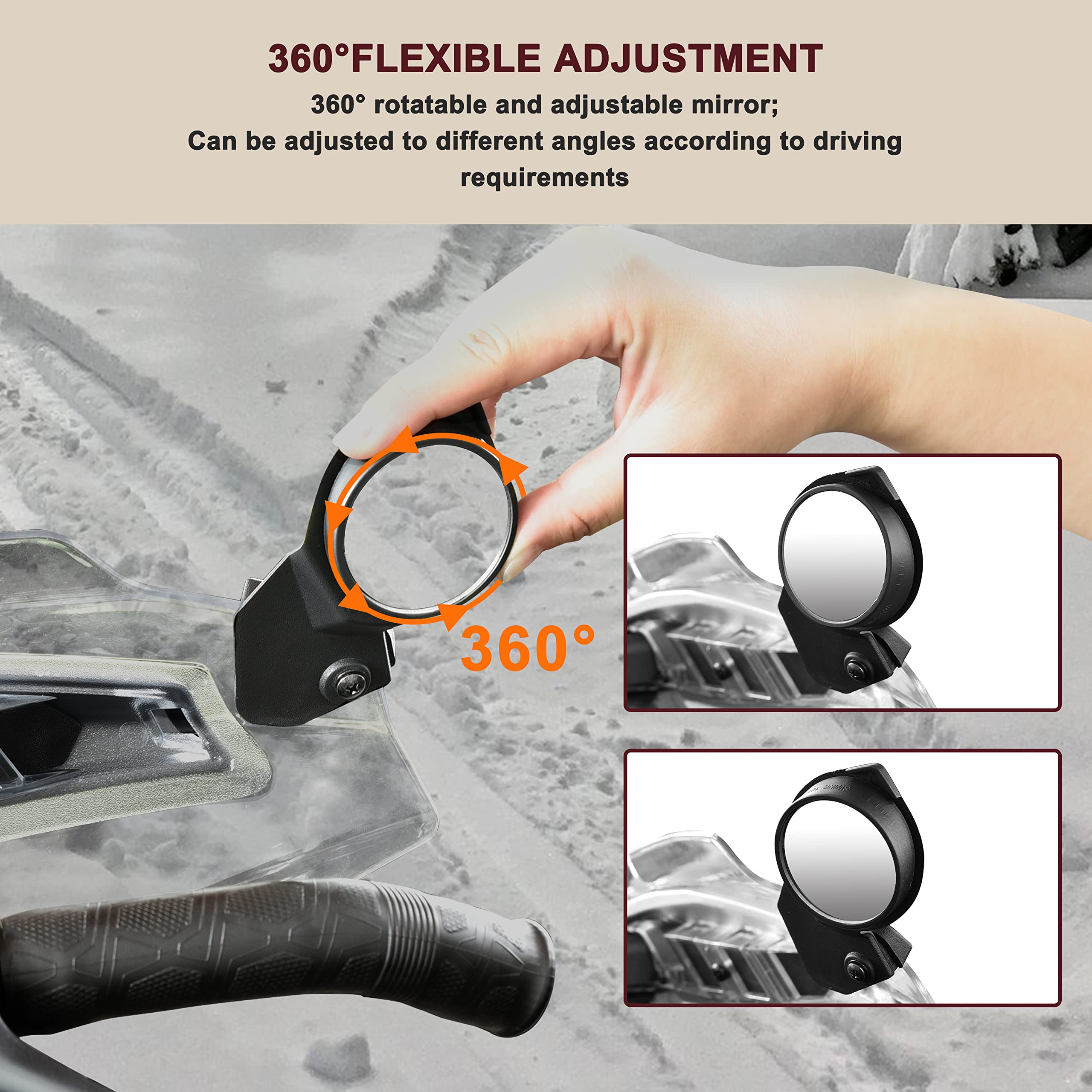Sautvs Adjustable Handguard Rearview Side Mirrors For Ski-Doo, Handlebar Wind Deflector Hand Guard Convex View Mirror Kit For Ski-Doo Rev Neo Xs Xm Xp Xr Xu Accessories (2Pcs, Replace #?860200893)