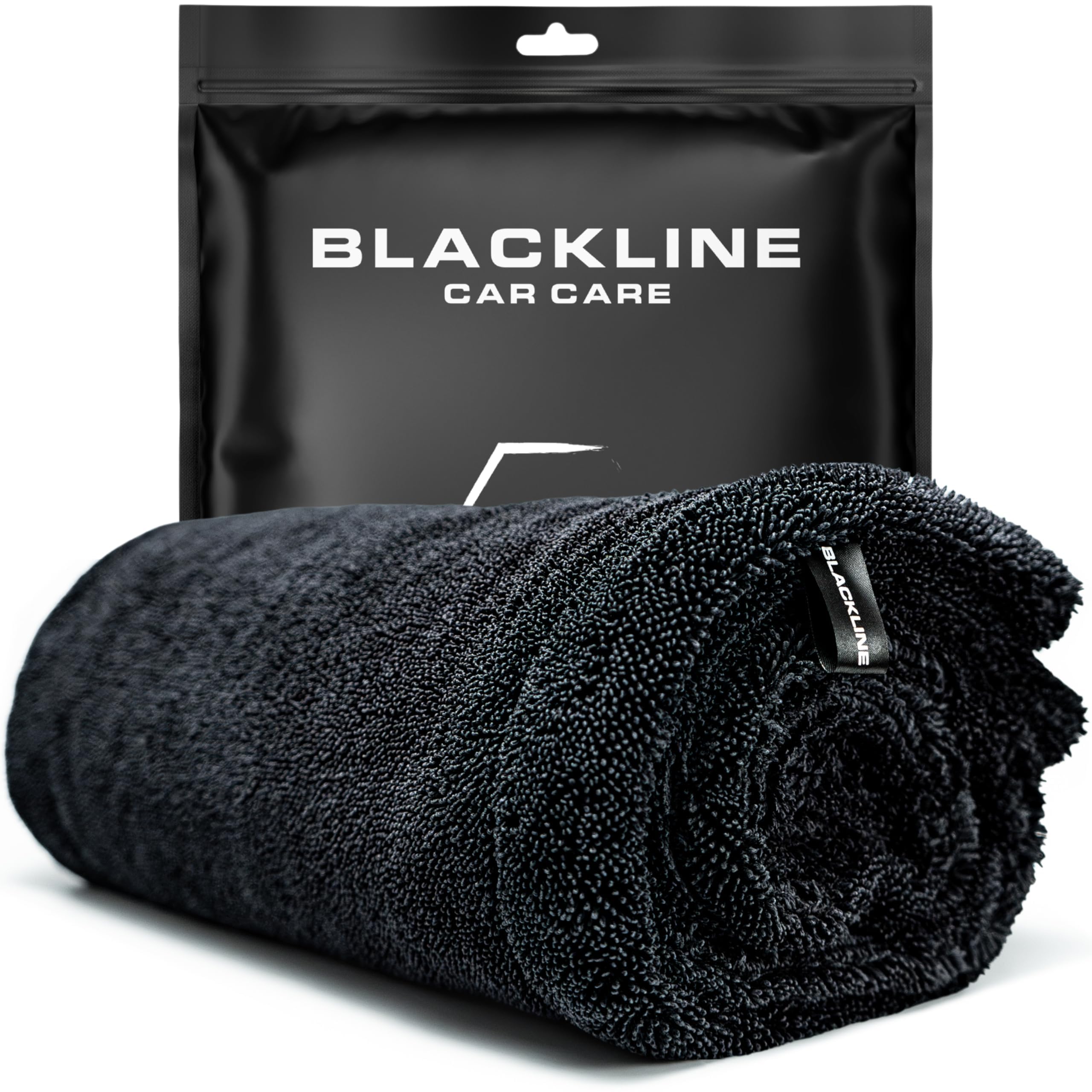 Blackline Car Drying Towel - 2Ft X 3Ft Xl, Popular Pick Among Detailing Pros - 1300 Gsm Microfiber - Absorbs Over 8Lbs Of Water