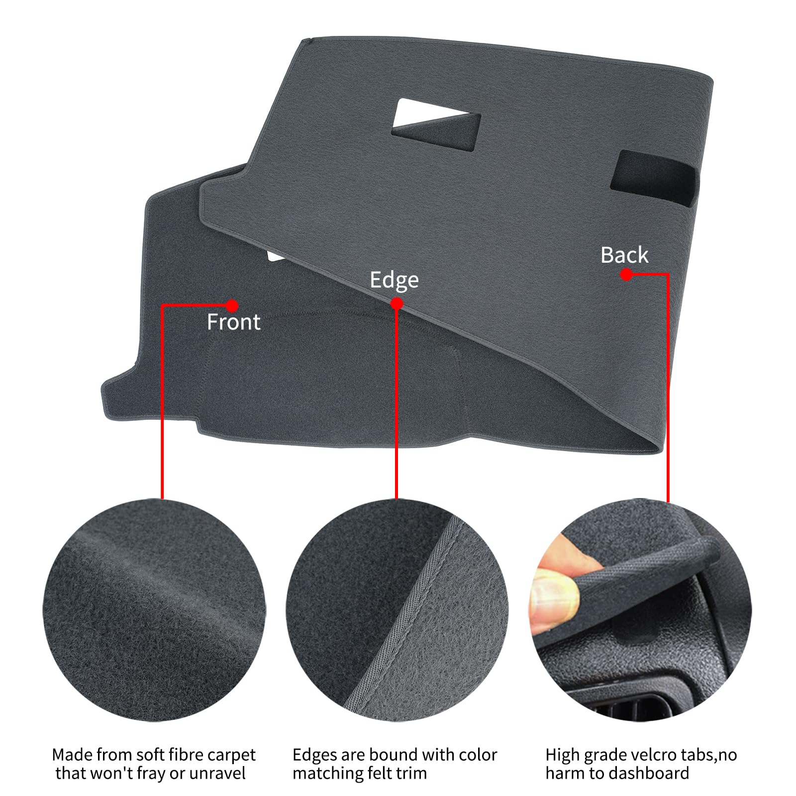 Hanlanka Dashboard Cover Dash Mat Pad Custom Fit For 2006-2008 Dodge Ram 1500 2500 3500,2009 Ram 2500 3500 4500 5500,2010 Ram 45