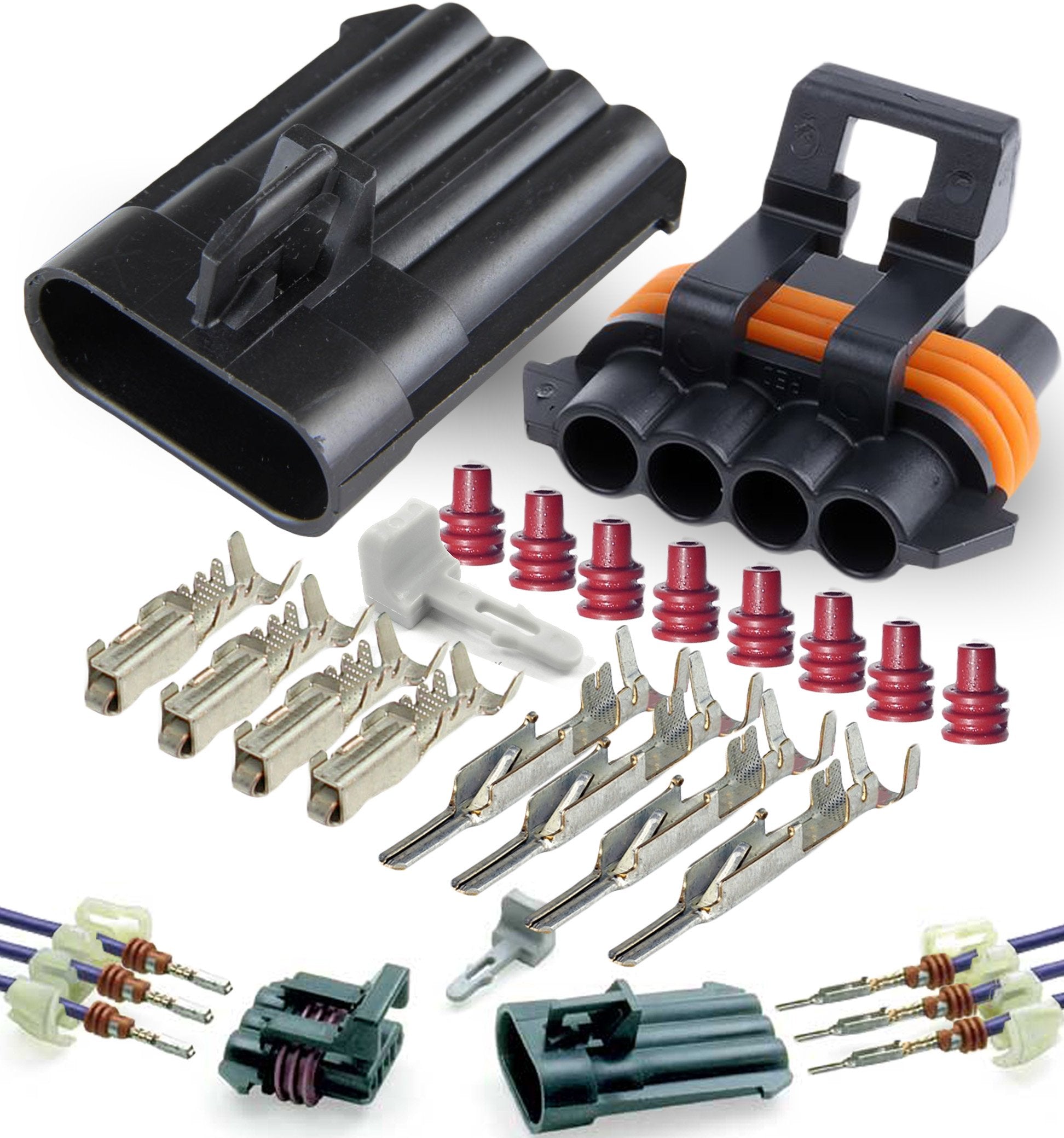 Aptiv Metri-Pack 150 Series 4-Way Connector W/16-18 Awg Sealed Waterproof Set