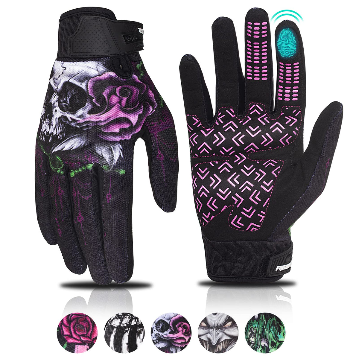 Rigwarl Women 'S Touchscreen Motorcycle Gloves - Pink, Breathable, Non-Slip, Full Finger For Mountain Bike, Cycling, Atv, Mtb