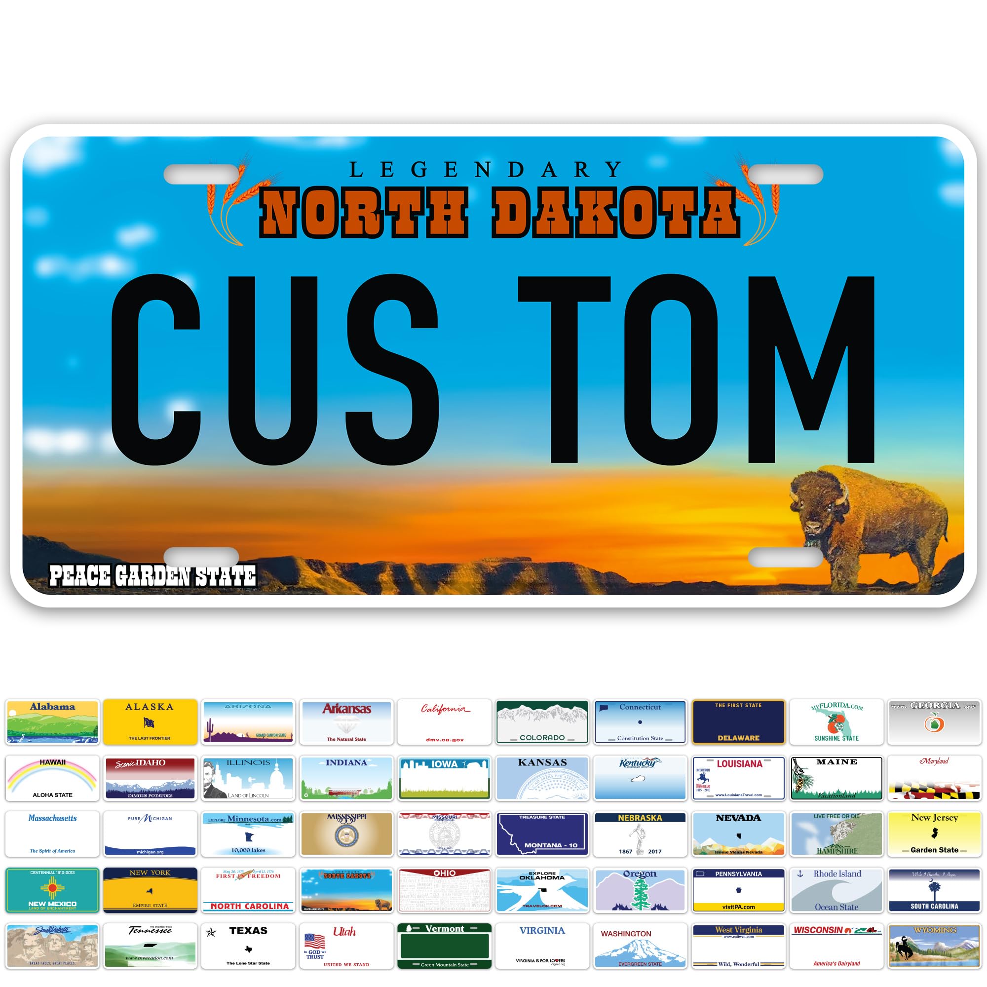 Custom North Dakota License Plate, Personalized License Plates For Car, 6X12 Inch, Rust-Free Fade Resistant Aluminum, Usa Made B