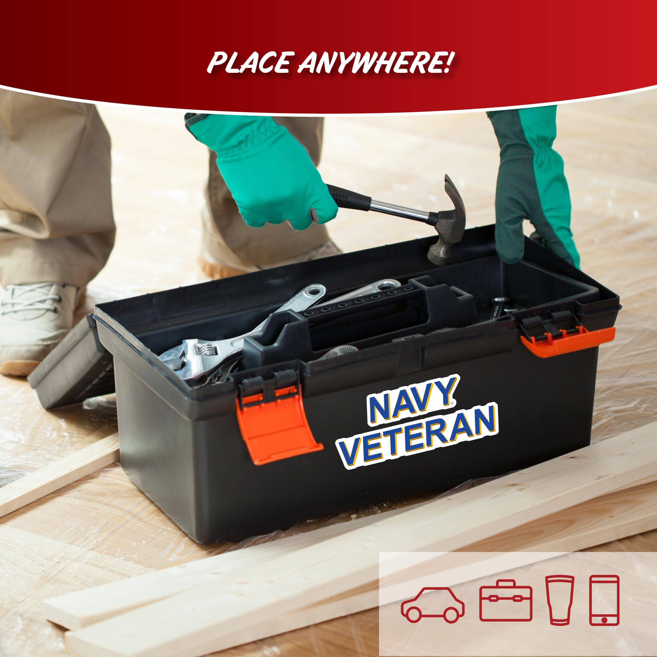 Us Navy Veteran Car Decals - Set Of 4 Window Stickers Navy Logo Military Veteran Vinyl Decal For Truck Bumper Water Bottle Lapto