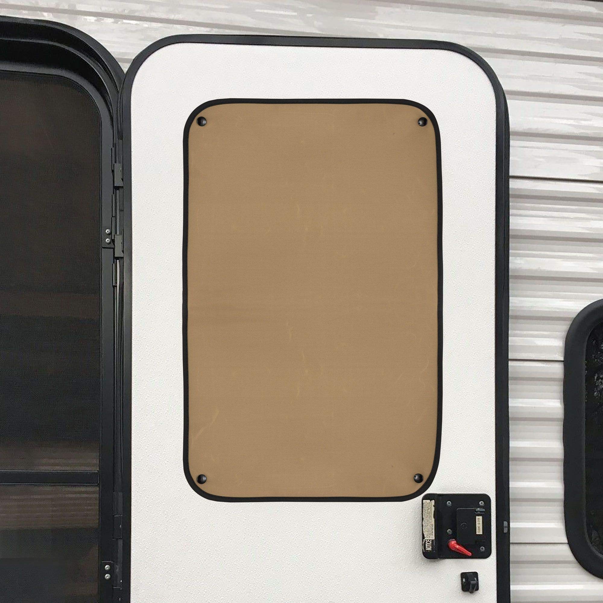 Recpro Rv Entry Door Window Shade Sunshade Camper Privacy Entrance Sun Blackout Fabric 16'' X 24'' (Tan)