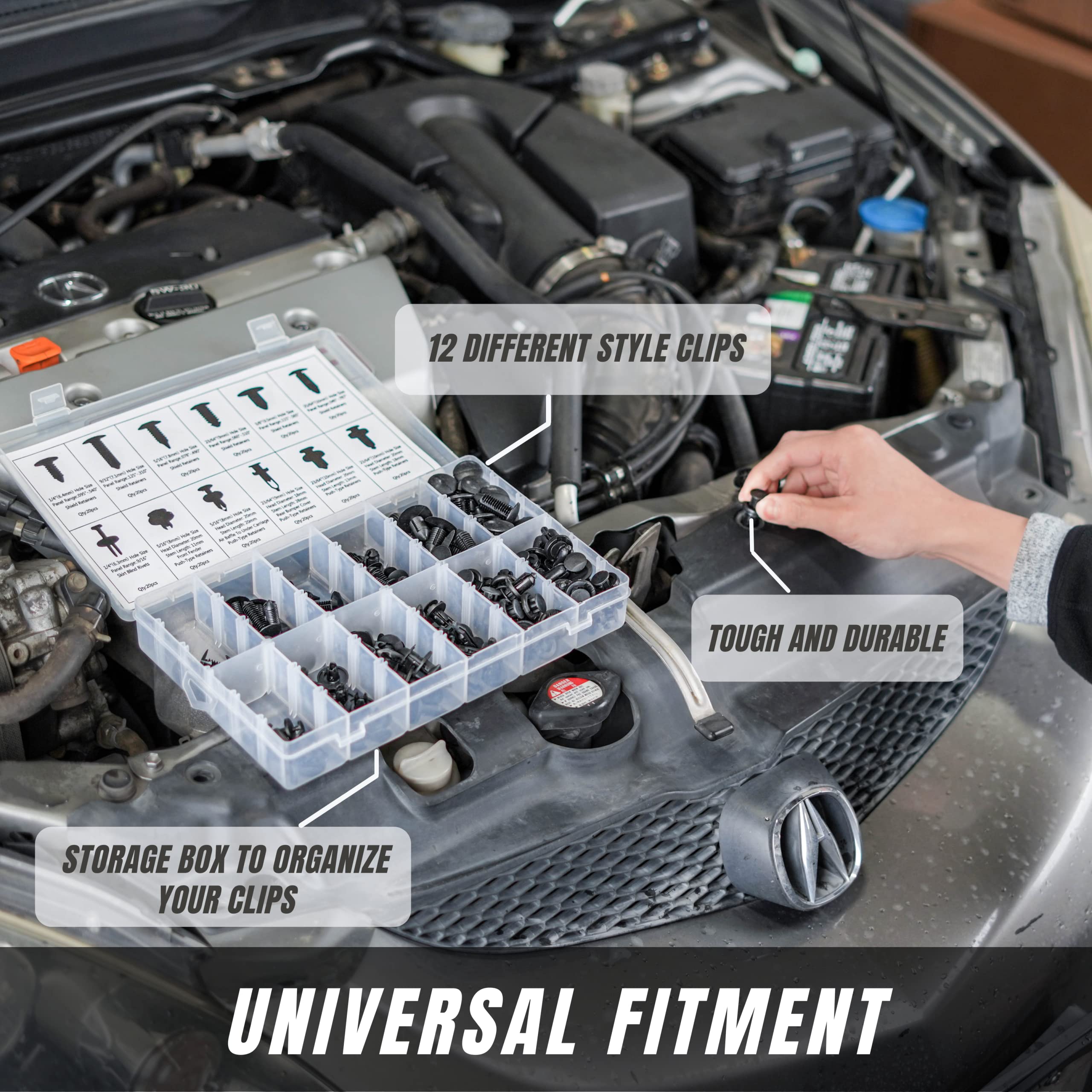 SunplusTrade 240 Pcs Car Bumper Clips Fasteners Kit - Black Plastic Push Pin Rivets for GM Ford Toyota Honda Chrysler - One Size