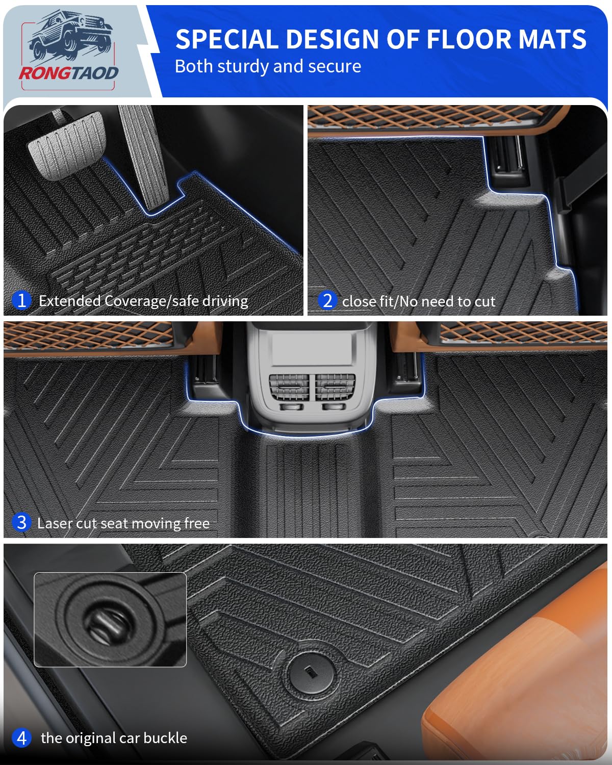 Rongtaod Floor Mats Compatible With 2020-2025 Hyundai Palisade 7 Seats Cargo Mat 2Nd&3Rd Row Kick Mat 2024 Palisade Accessories