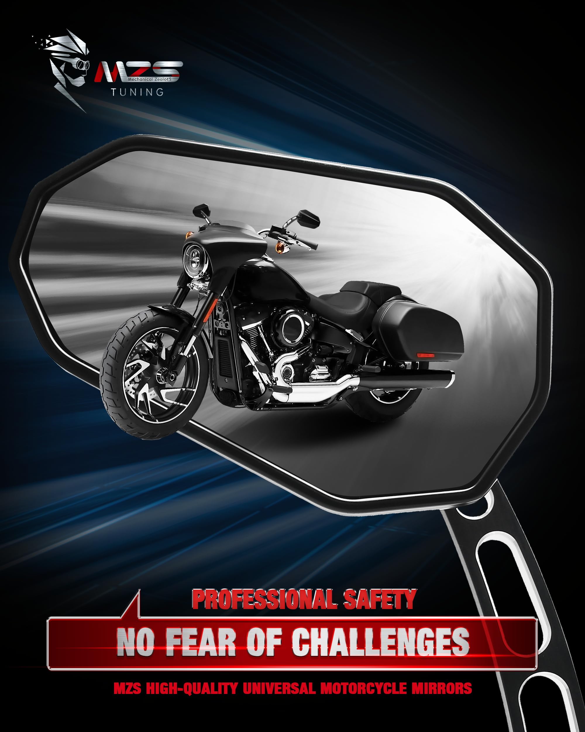 Mzs Motorcycle Mirrors Black, M8 Motorbike Rear View Mirror Side Accessories Hollow Rod Arrow Compatible With Sportster Road Kin