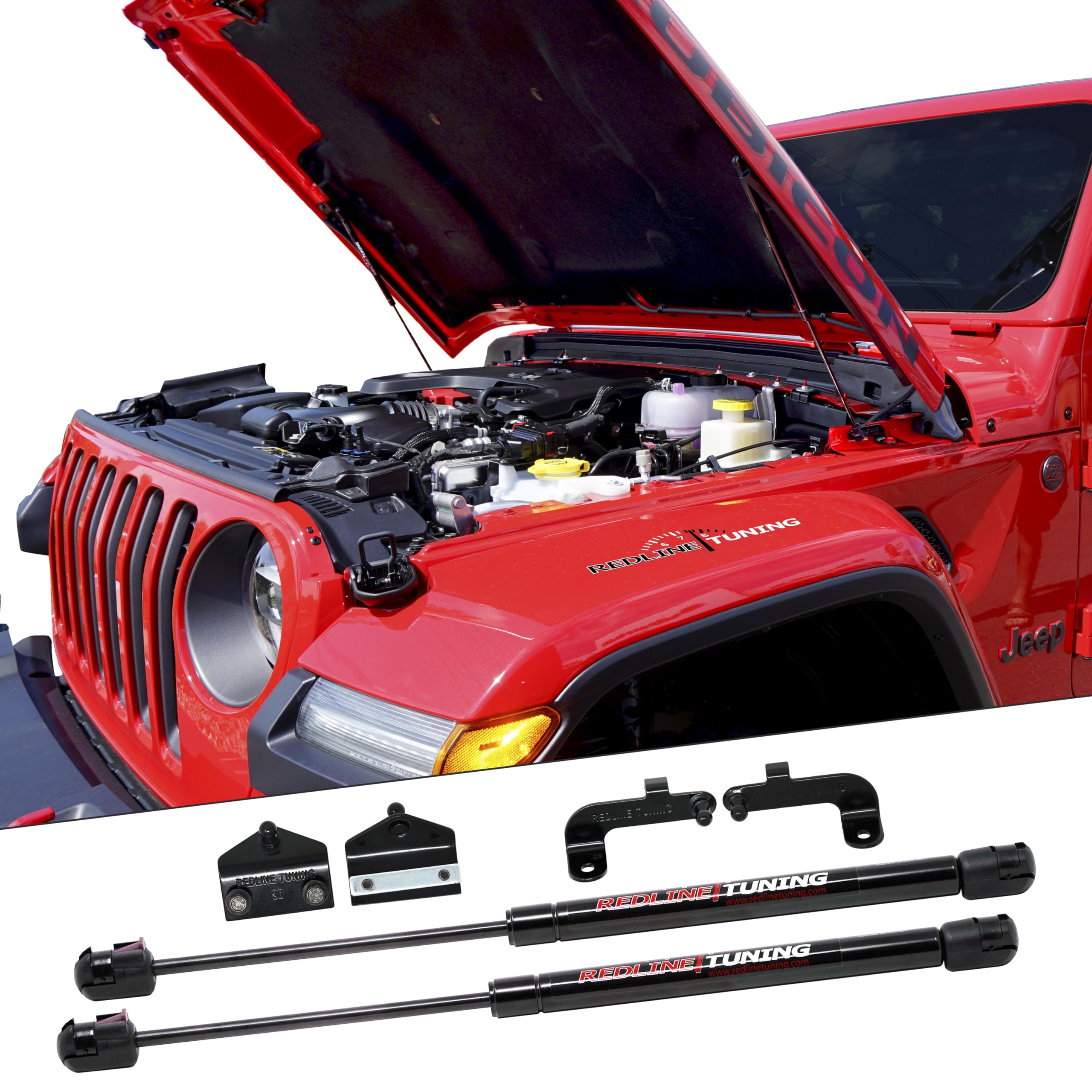 Redline Tuning 21-20003-02 Hood QuickLIFT Plus Compatible with Jeep Wrangler JL 2018+ & Compatible with Jeep Gladiator JT 2020+ 